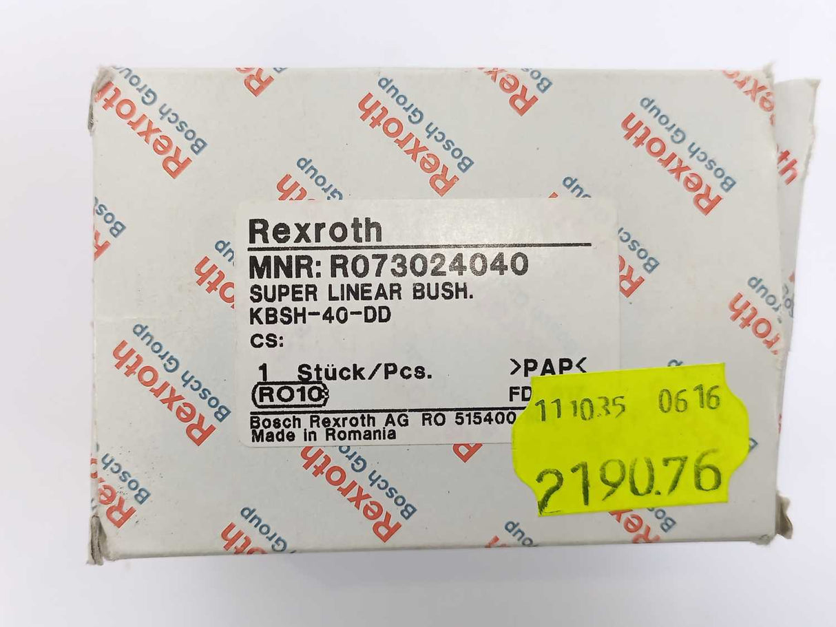 Rexroth R073024040 Super Linear Bushing KBSH-40-D w/ Two seals