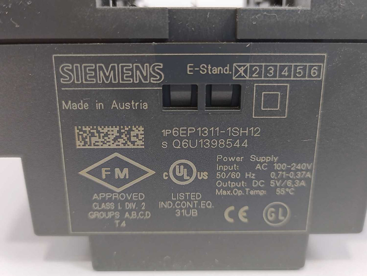 Siemens 6EP1311-1SH12 LOGO!Power Power Supply 5 V/6.3 A