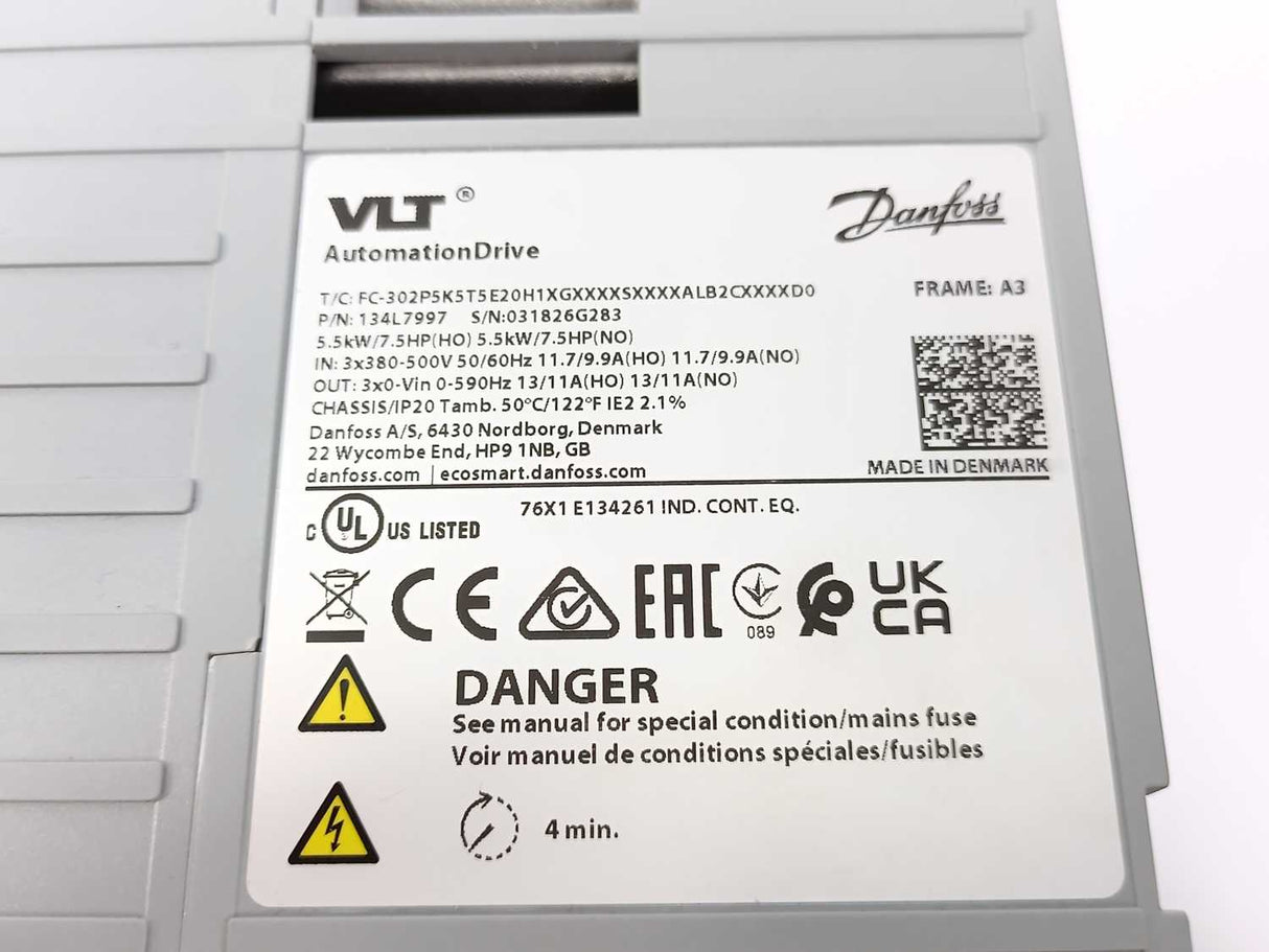 Danfoss FC-302P5K5T5E20H1XG VLT Drive Frequency Converter 5.5kW