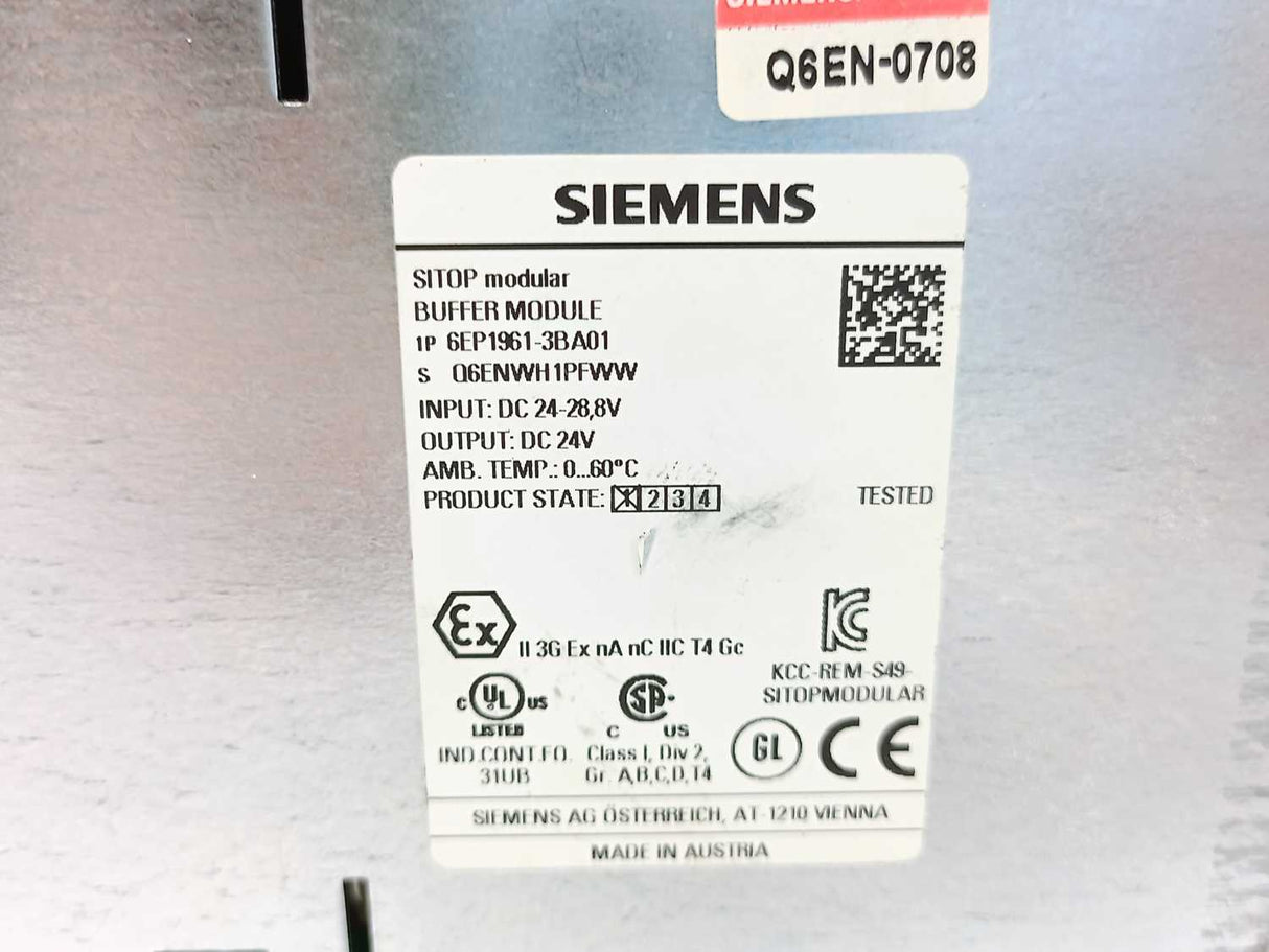 Siemens 6EP1961-3BA01 SITOP PSE201U Modular Buffer Module