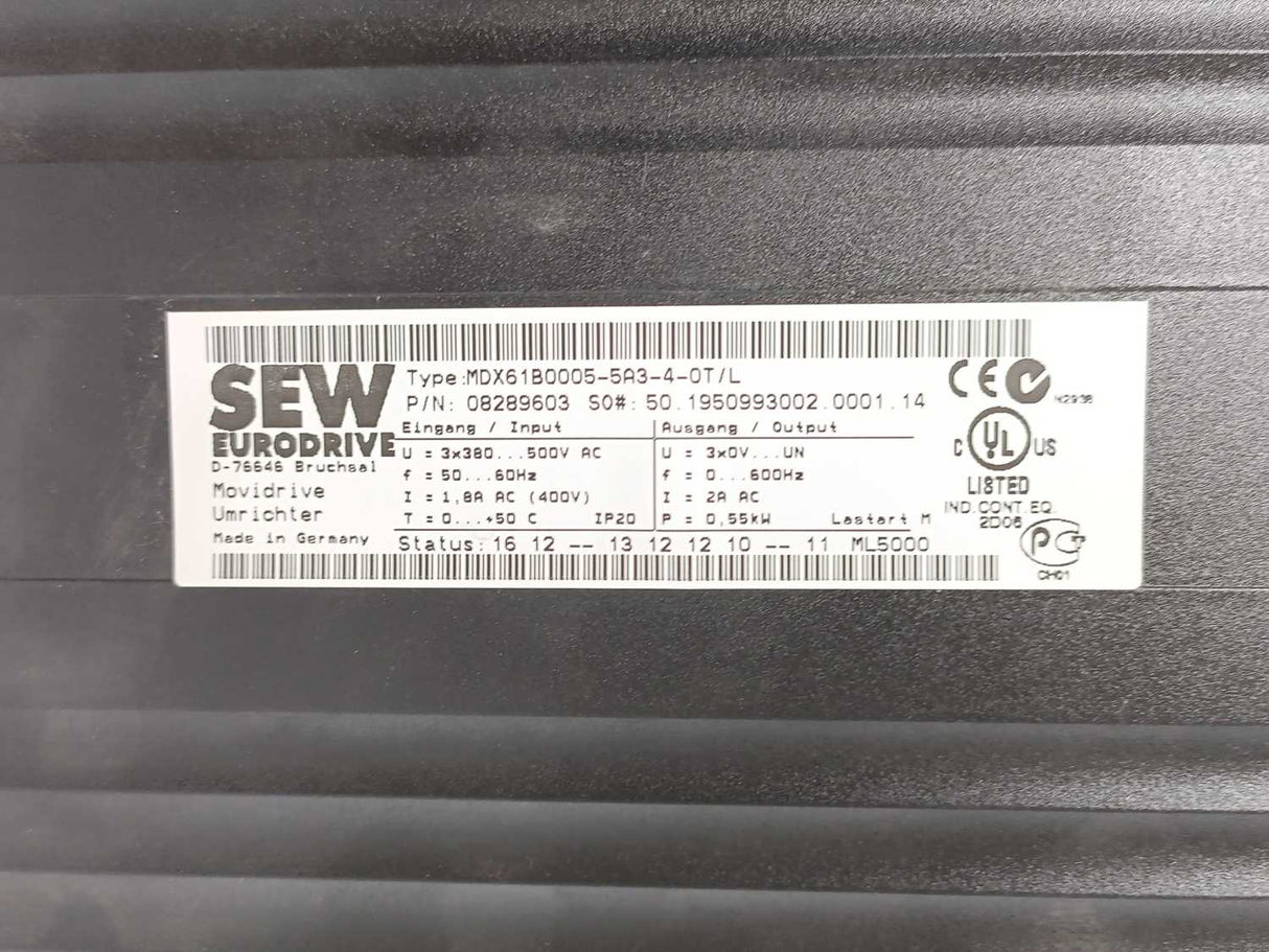 SEW-EURODRIVE MDX61B0005-5A3-4-0T/L 08289603 Inverter Drive