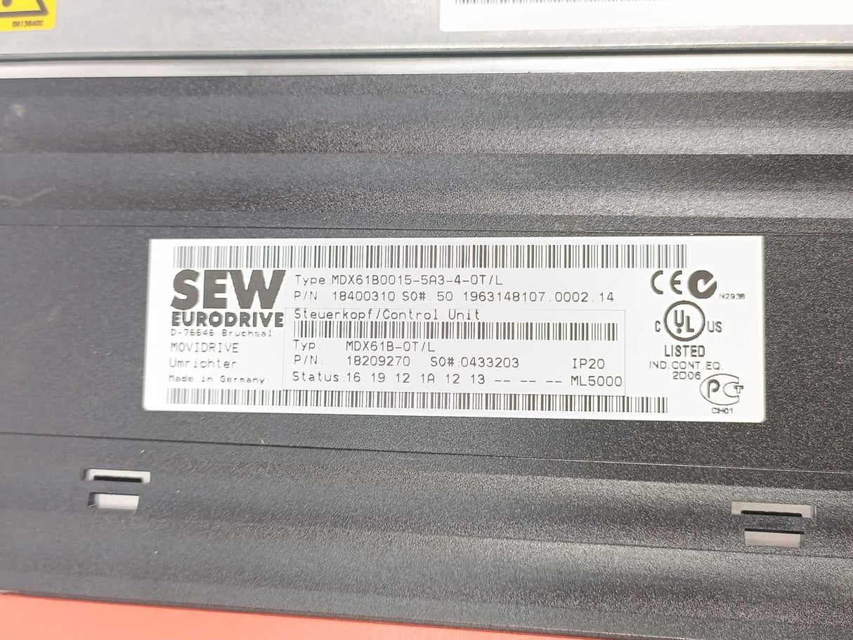 SEW-EURODRIVE MDX61B0015-5A3-4-0T/L Control Unit 18029270