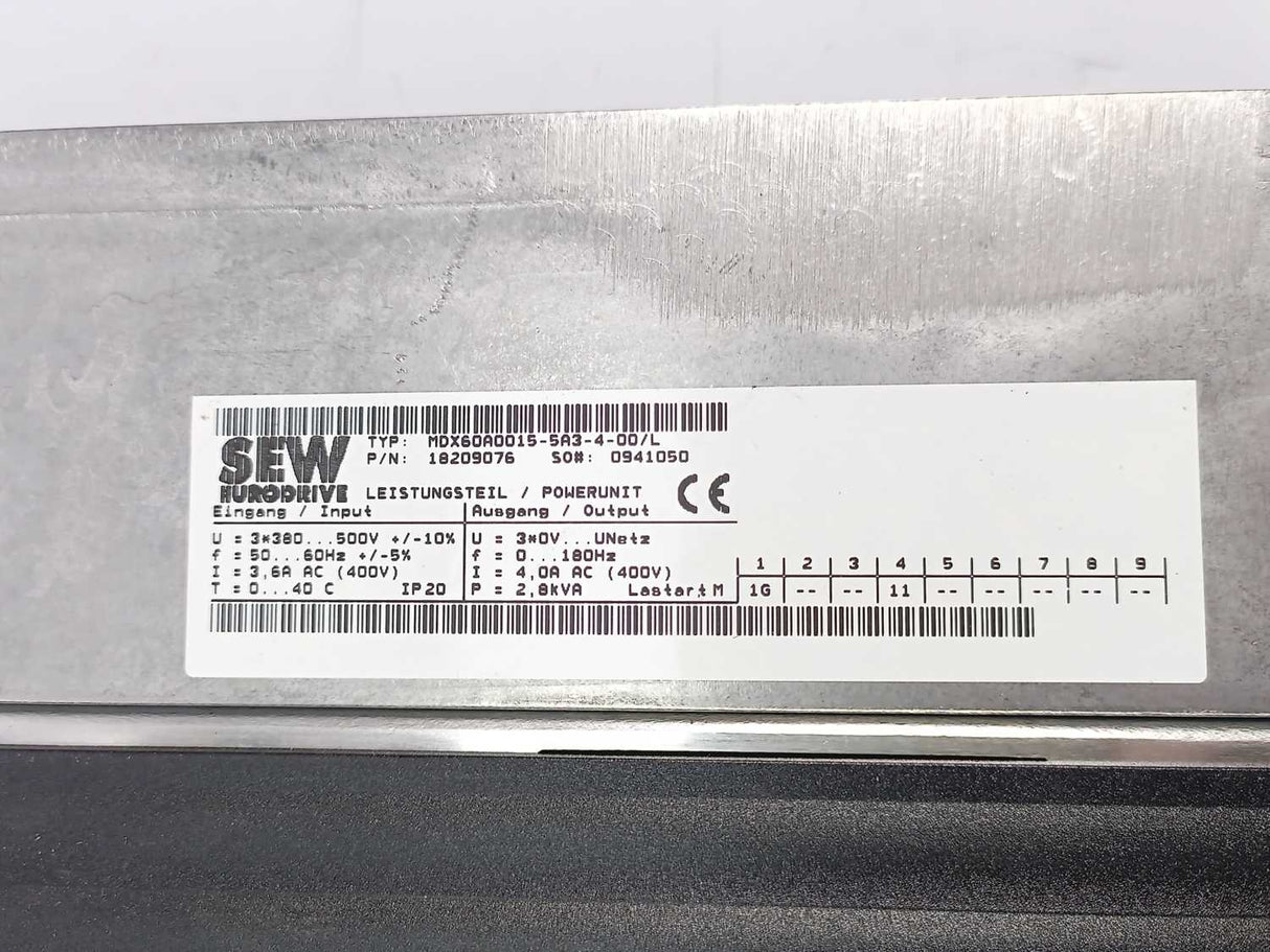 SEW-EURODRIVE MDX61B0015-5A3-4-0T/L Control Unit 18029270