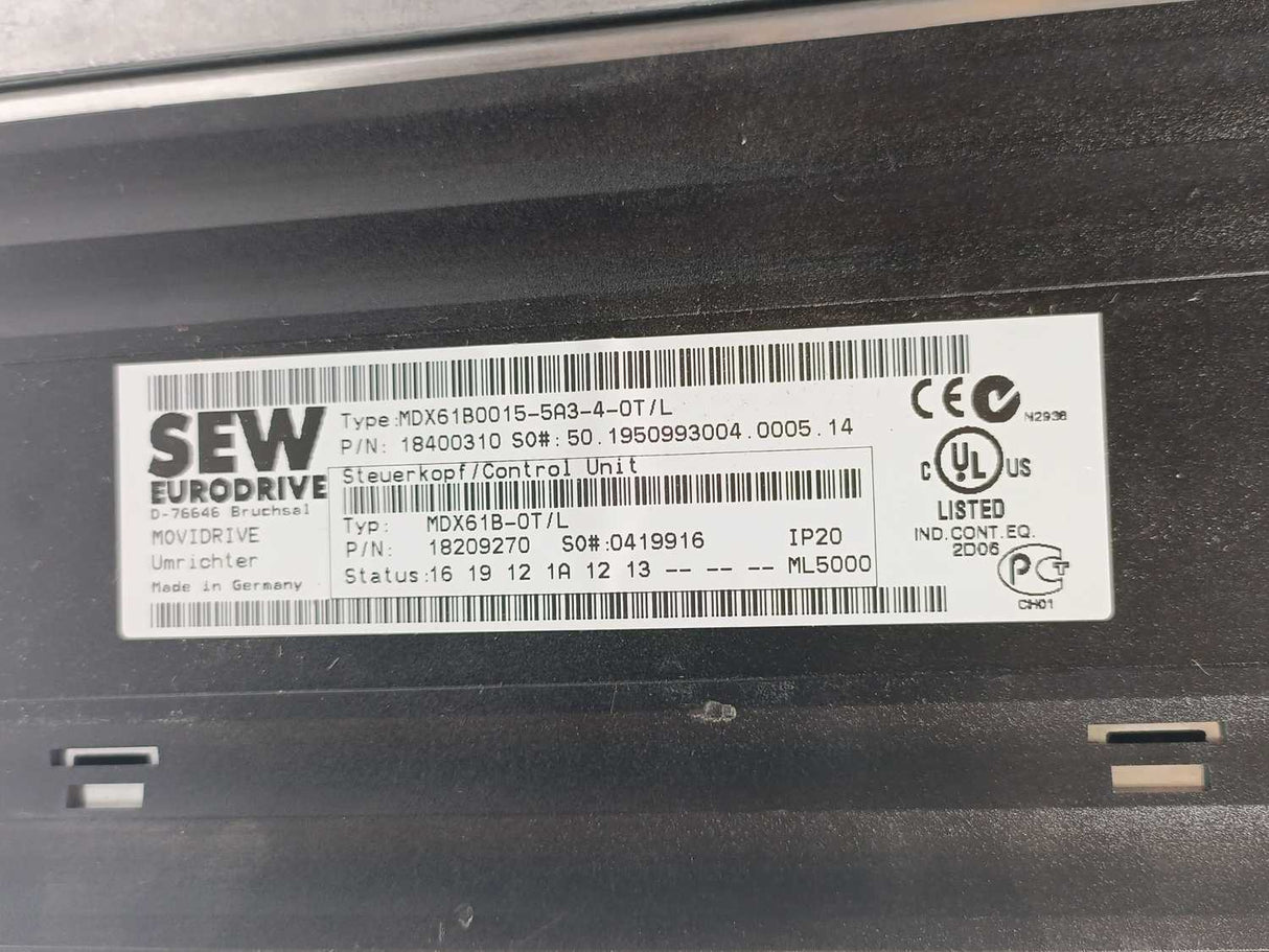 SEW-EURODRIVE MDX61B0015-5A3-4-0T/L Control Unit 18029270