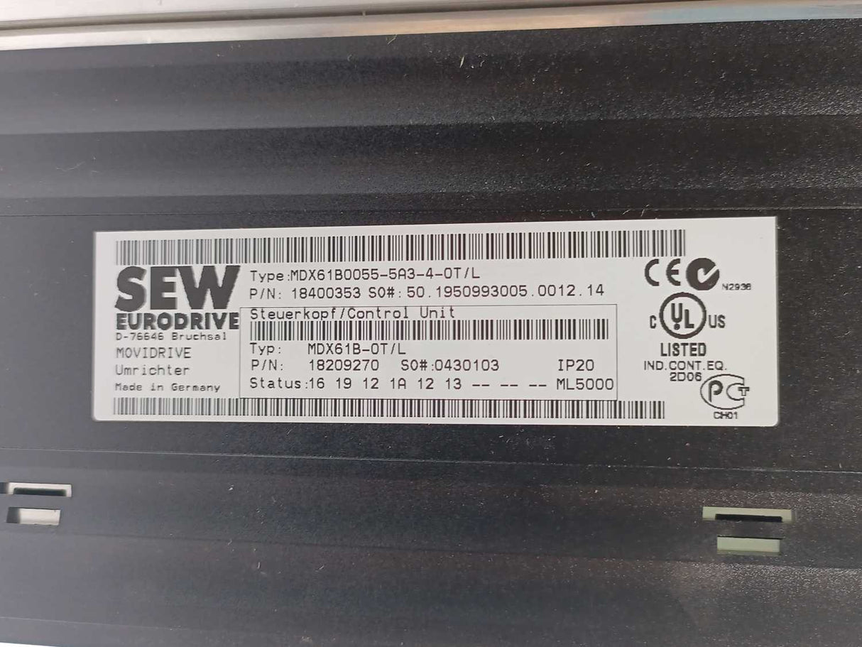 SEW-EURODRIVE MDX61B0055-5A3-4-0T/L Control Unit 18210406