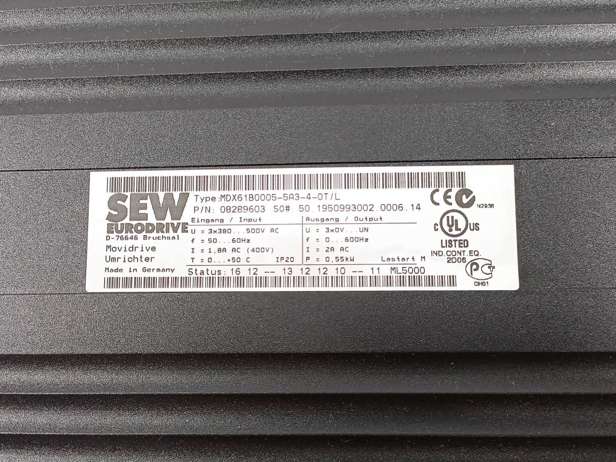 SEW-EURODRIVE MDX61B0005-5A3-4-0T/L Movidrive 08289603