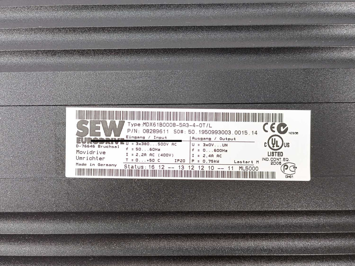 SEW-EURODRIVE MDX61B0008-5A3-4-0T/L Movidrive 08289611