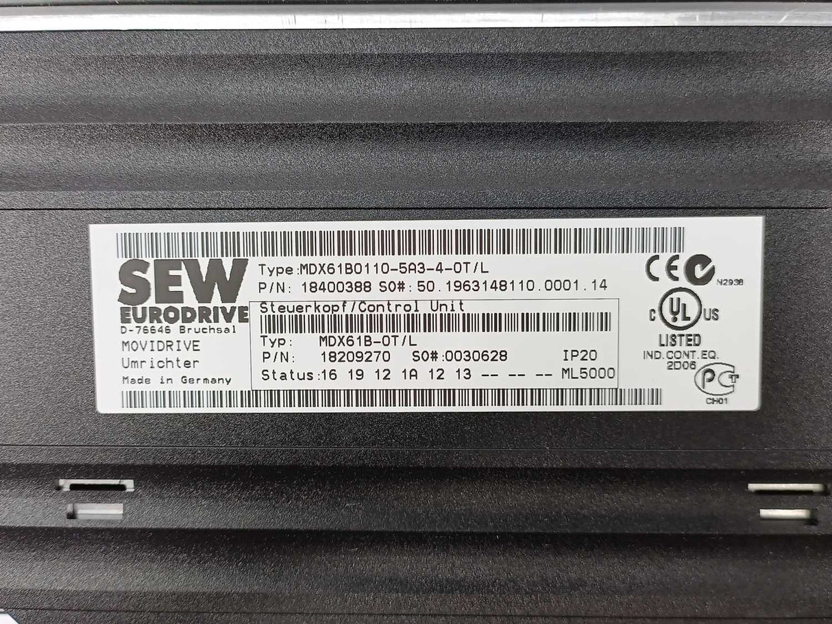 SEW-EURODRIVE MDX61B0110-5A3-4-0T/L Movidrive Control Unit 0030628