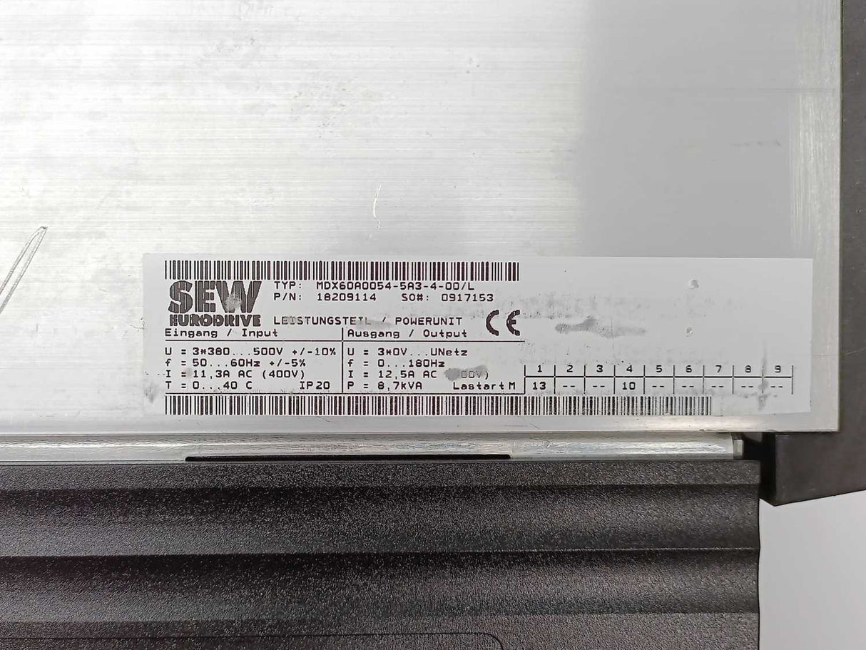 SEW-EURODRIVE MDX61B0055-5A3-4-0T/L Movidrive Control Unit 18210406