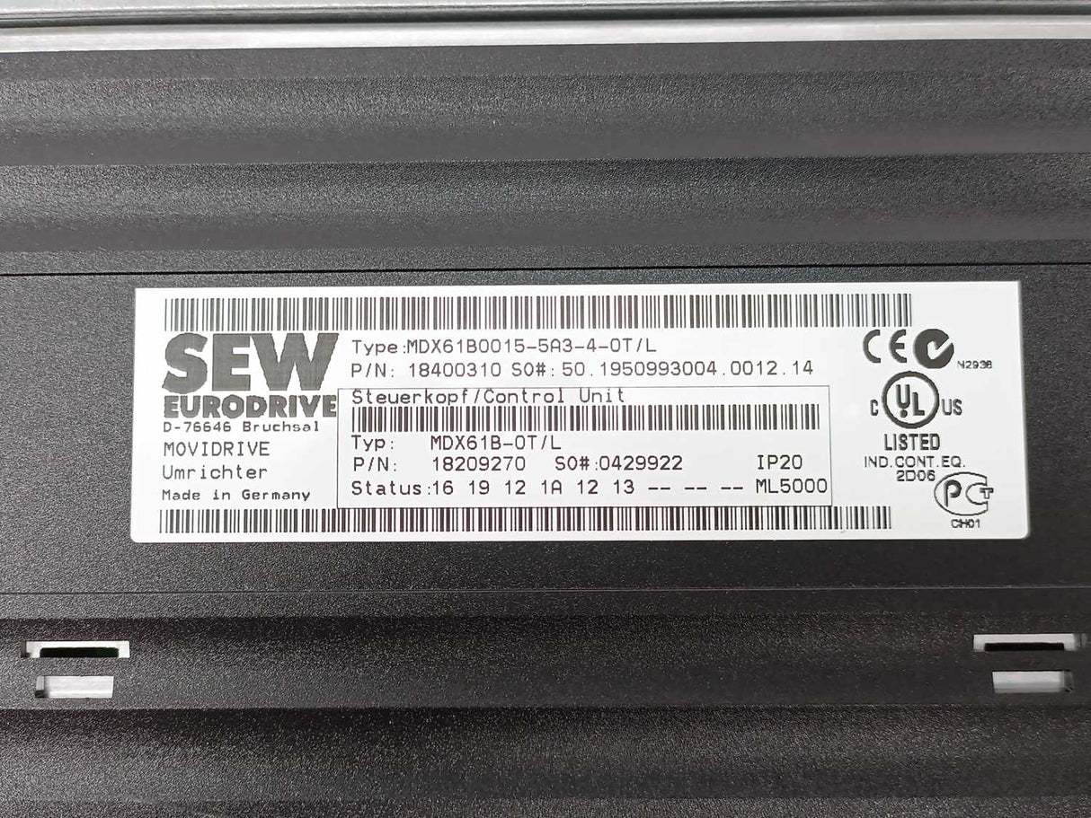 SEW-EURODRIVE MDX61B0015-5A3-4-0T/L Movidrive Control Unit 18210406