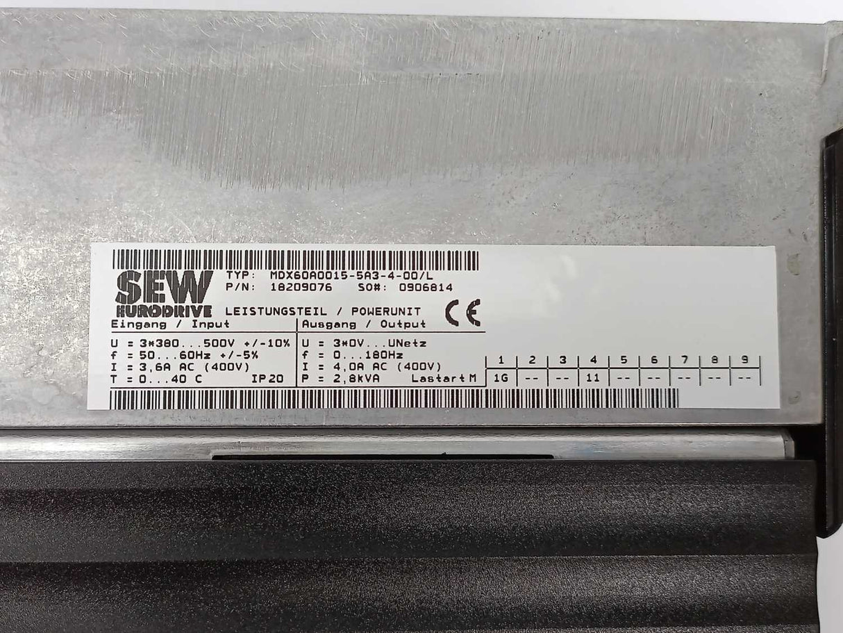 SEW-EURODRIVE MDX61B0015-5A3-4-0T/L Movidrive Control Unit 18210406