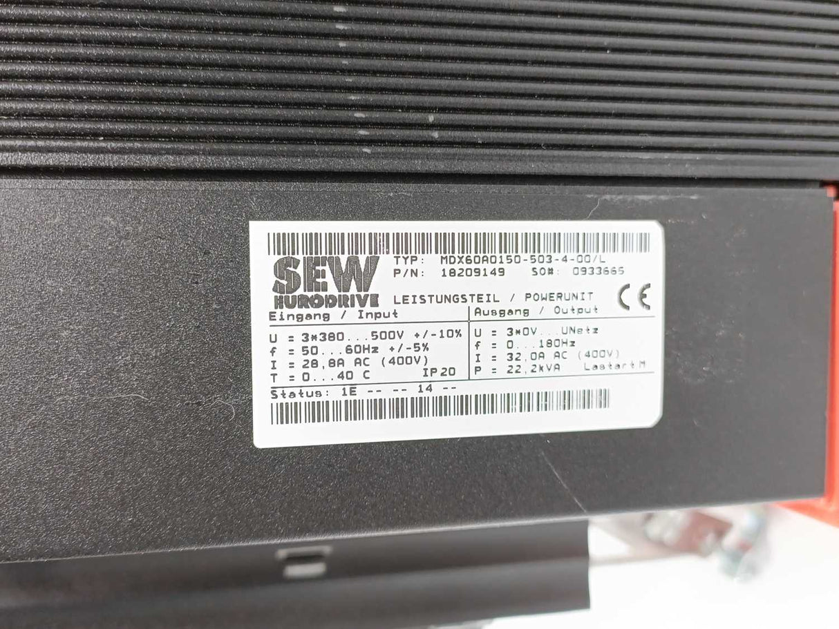 SEW-EURODRIVE MDX61B0150-503-4-0T/L Movidrive Control Unit 18210406