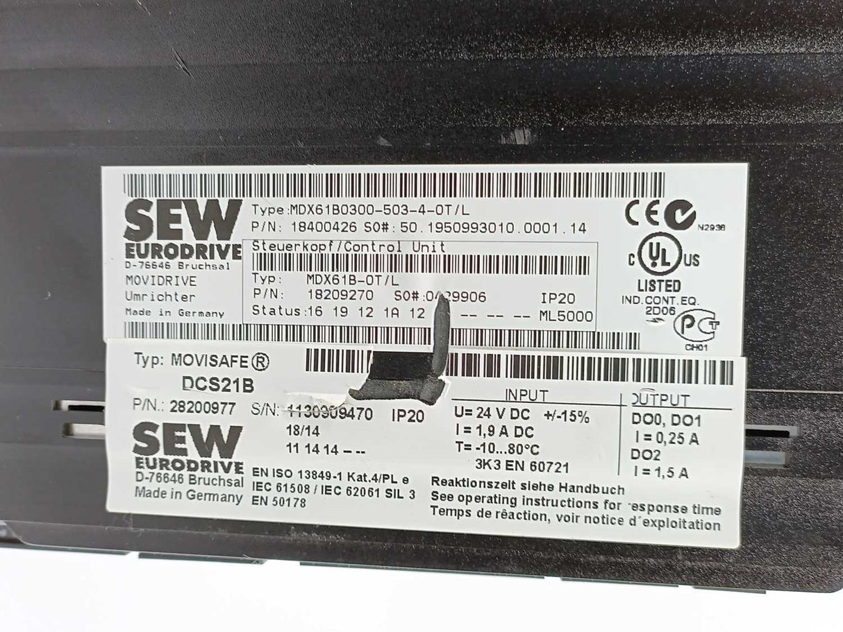 SEW-EURODRIVE MDX61B0300-503-4-0T/L Movidrive Control Unit 18210406, 28200977