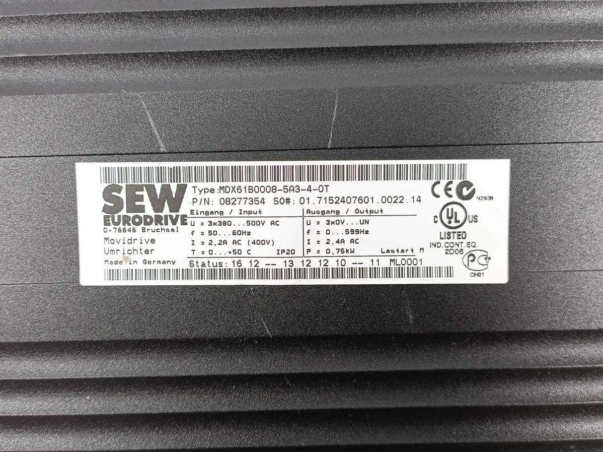SEW-EURODRIVE MDX61B0008-5A3-4-0T Movidrive 08277354