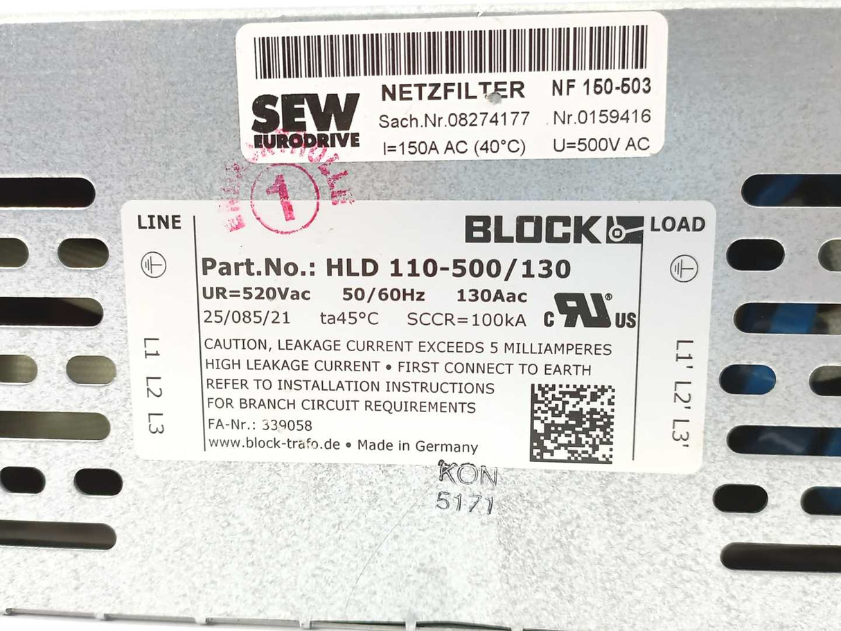SEW-EURODRIVE NF150-503 08274177 Line Filter