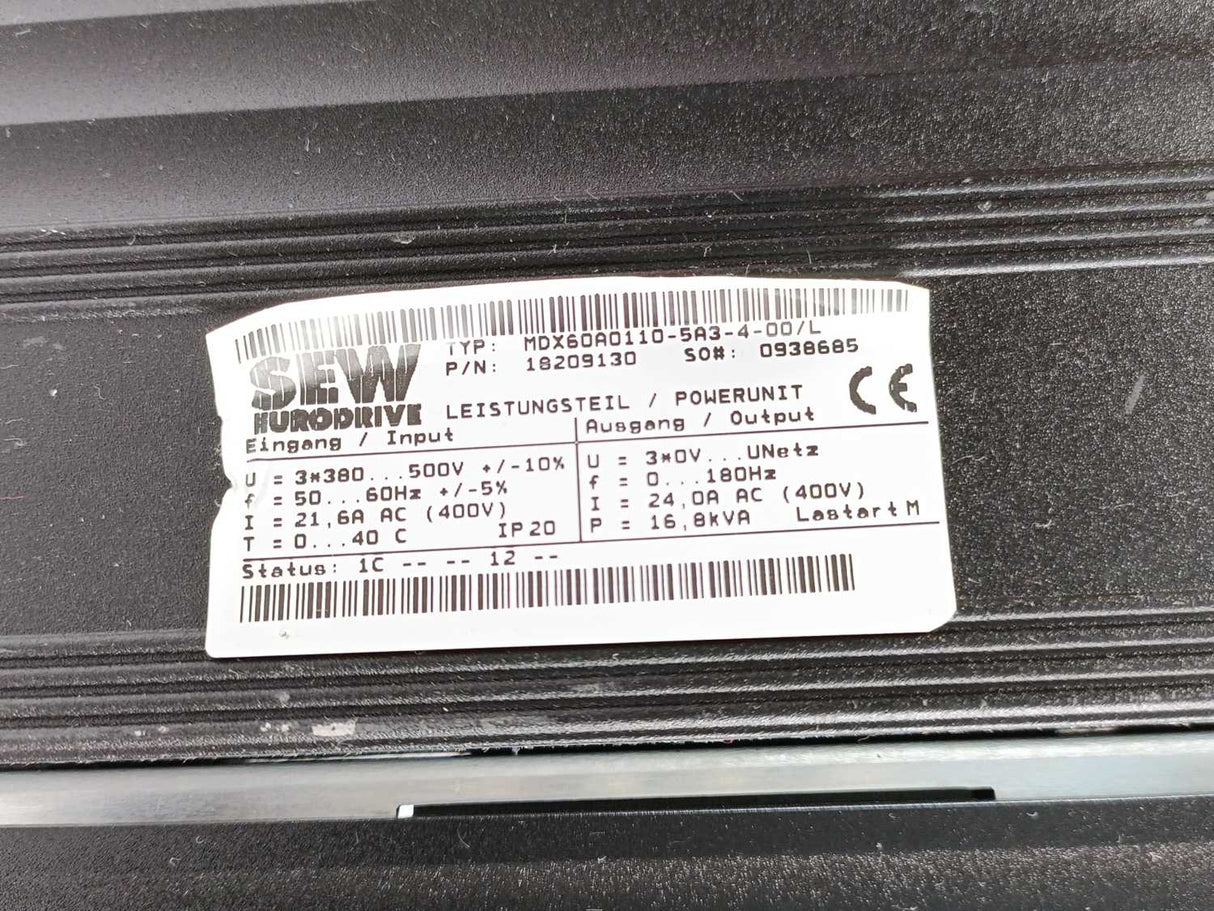 SEW-EURODRIVE MDX61B0110-5A3-4-0T/L Movidrive Control Unit 18210406