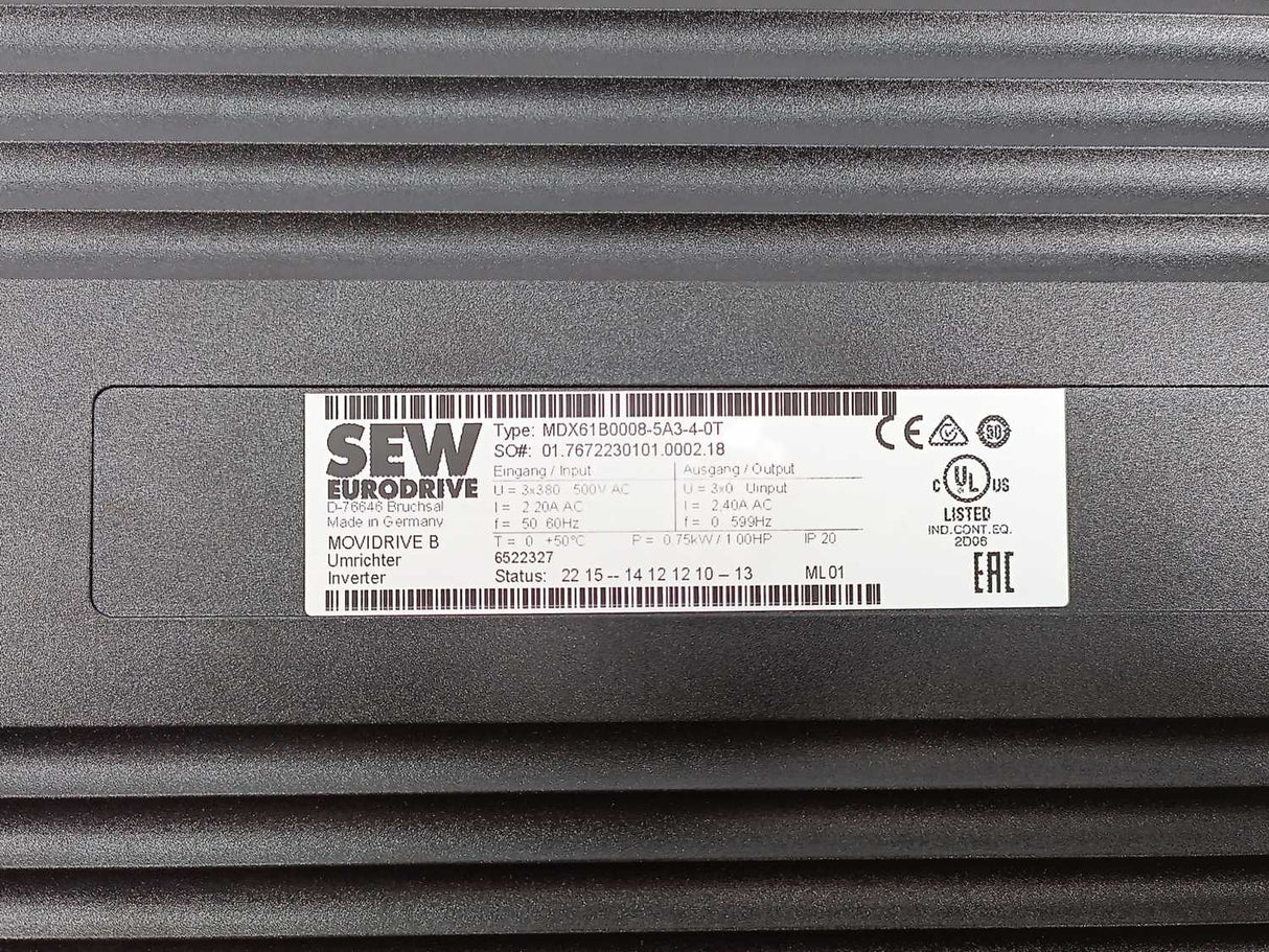 SEW-EURODRIVE MDX61B0008-5A3-4-0T Movidrive 08277354