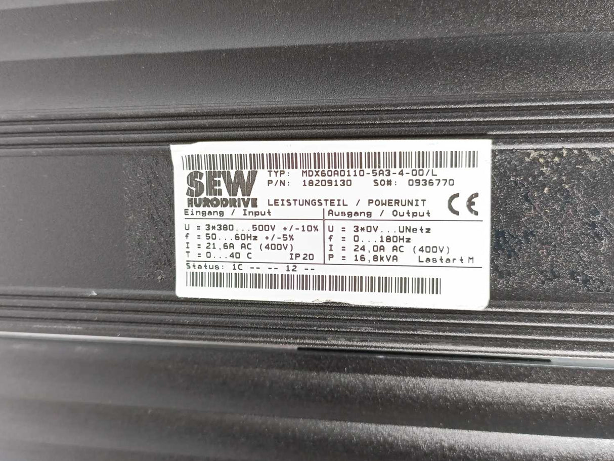 SEW-EURODRIVE MDX61B0110-5A3-4-0T/L Movidrive Control Unit 18210406