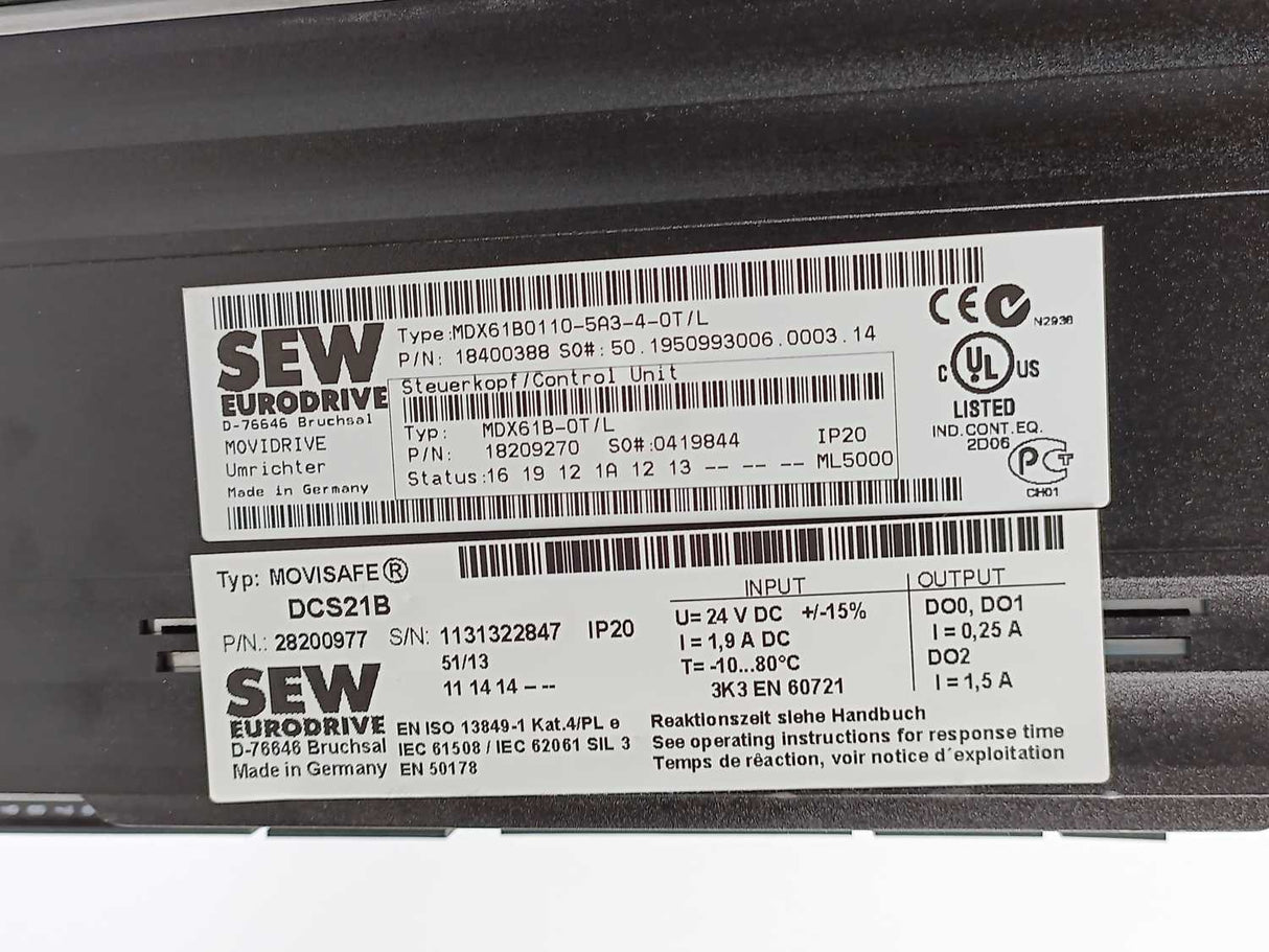 SEW-EURODRIVE MDX61B0110-5A3-4-0T/L Movidrive Control Unit 18210406
