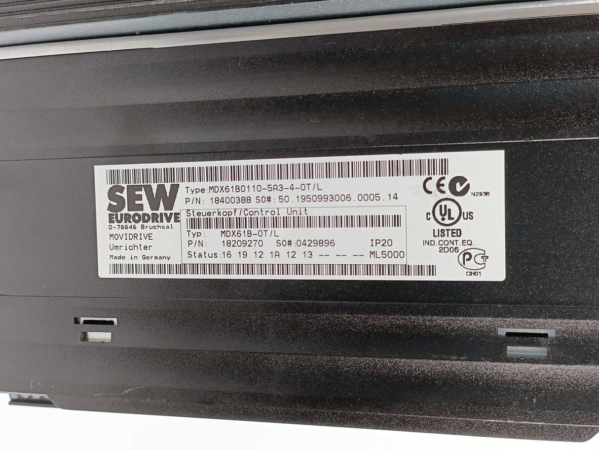 SEW-EURODRIVE MDX61B0110-5A3-4-0T/L Movidrive Control Unit 18210406