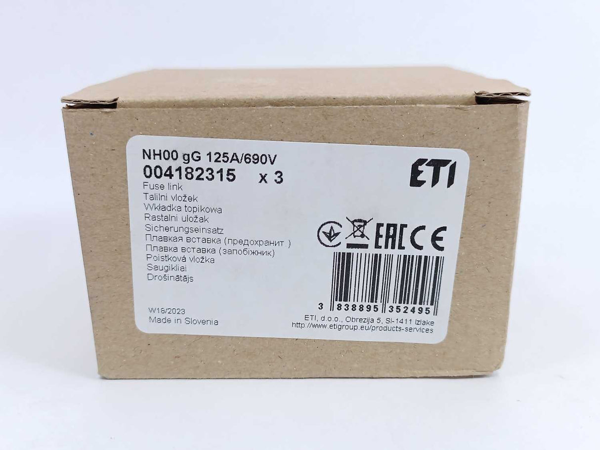 ETI 004182315 NH00 NV00 Fuse Link 125A/690V Batch 3pcs.