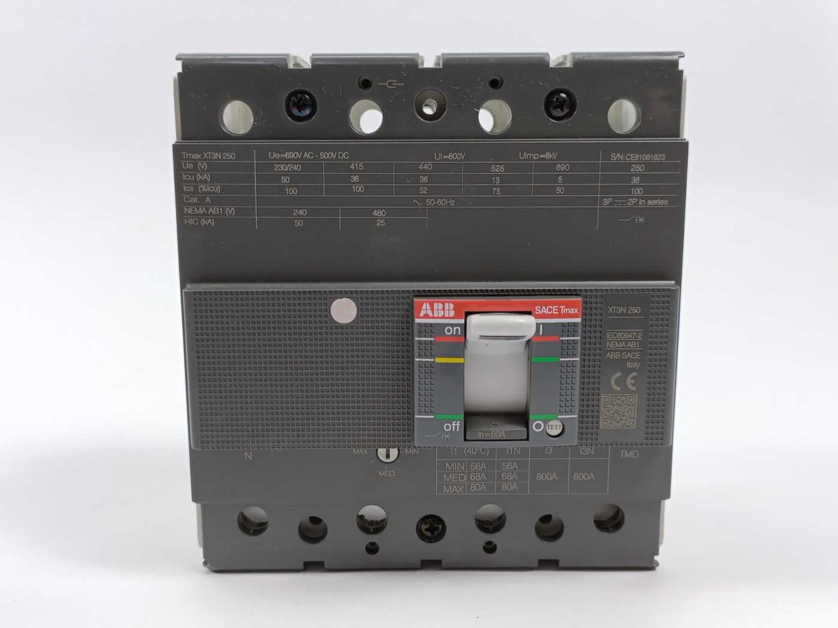 ABB 1SDA068061R1 Tmax XT3N 250 TMD 80-800 4p F F