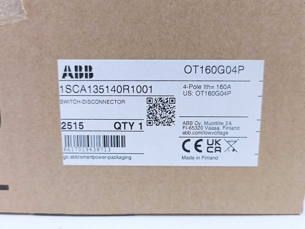 ABB 1SCA135140R1001 OT160G04P Switch-disconnect w/ handle