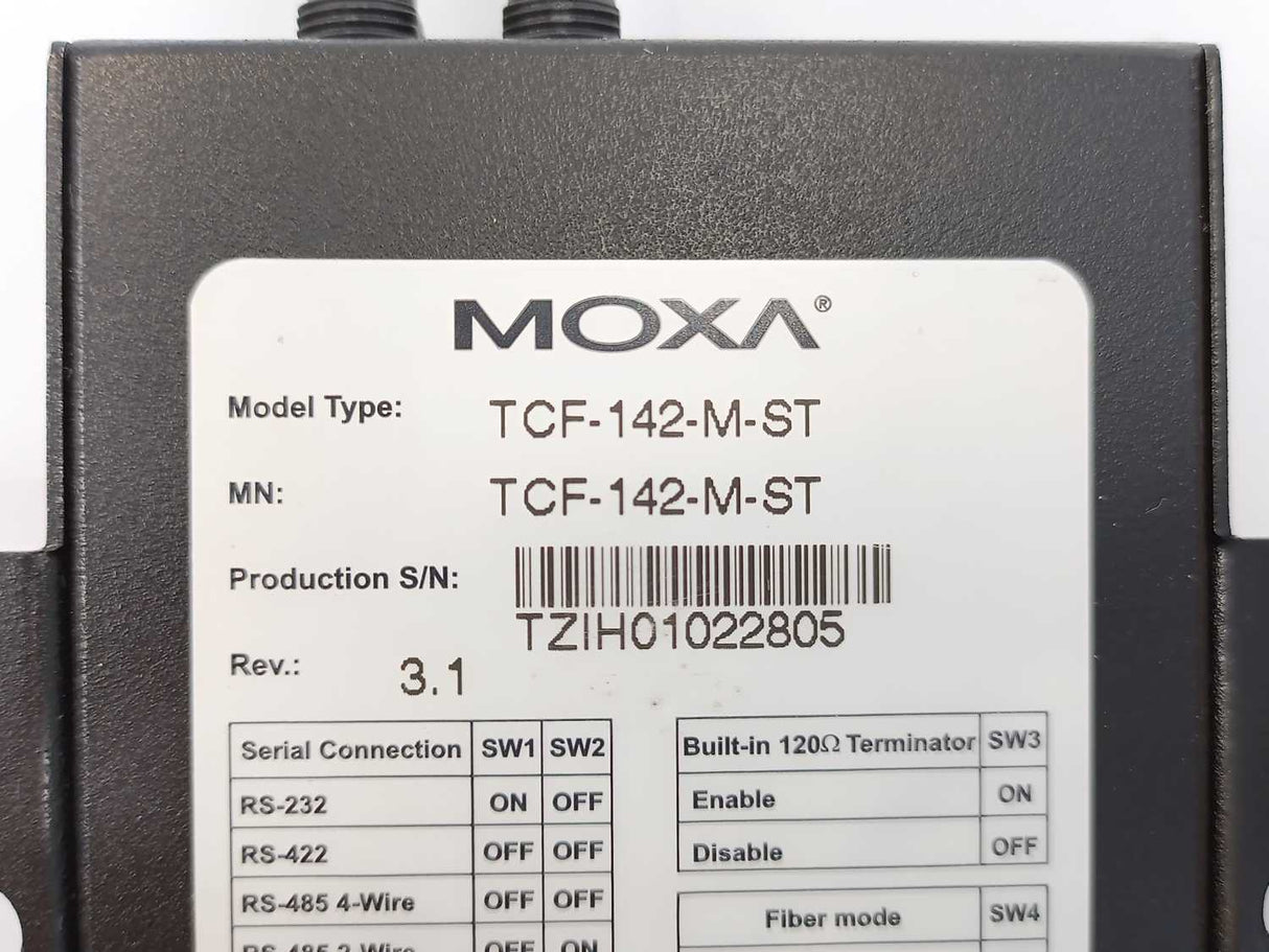 Moxa TCF-142-M-ST Transio RS-232/422/485 Serial to Fiber Converter