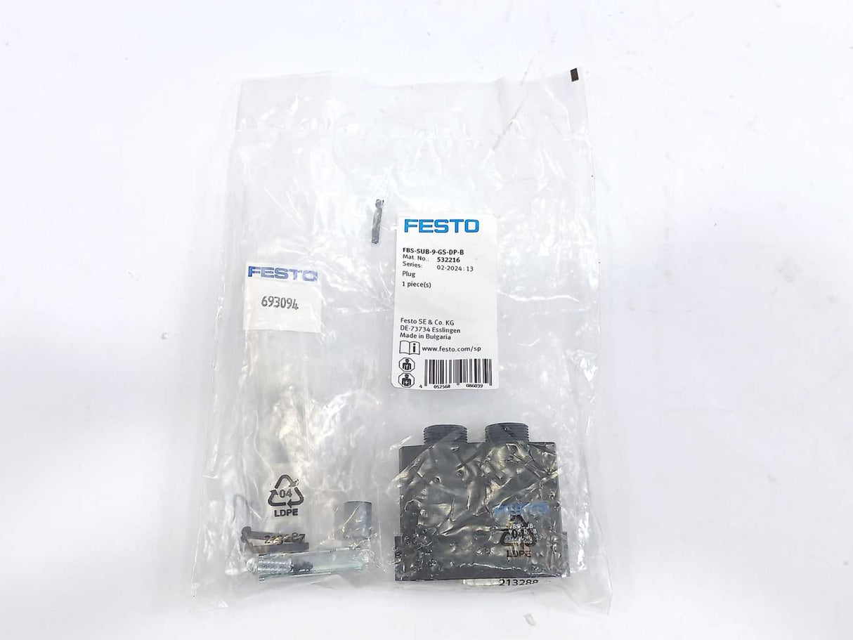 Festo 532216 Fieldbus Connector FBS-SUB-9-GS-DP-B (TN 532216)