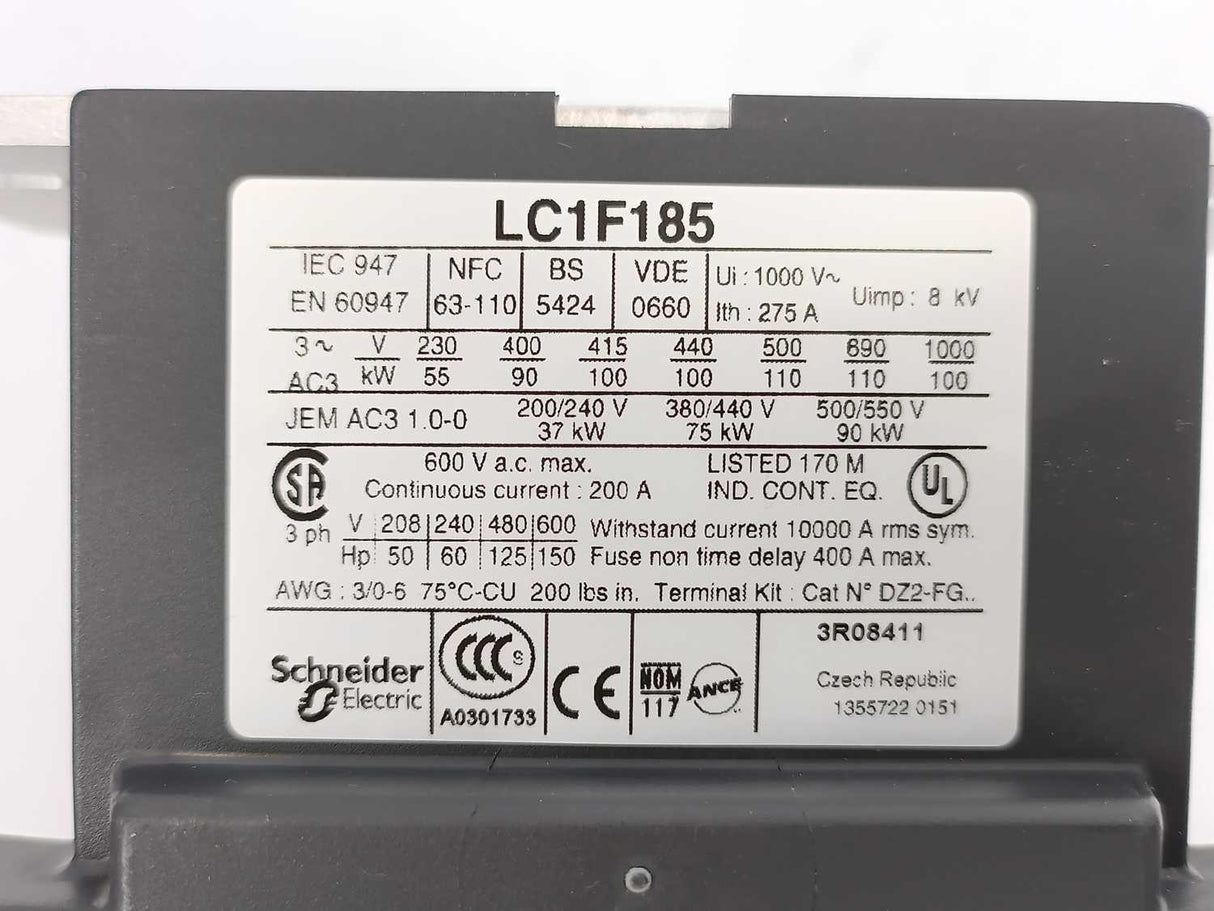 Schneider Electric LC1F185 TeSys Contactor