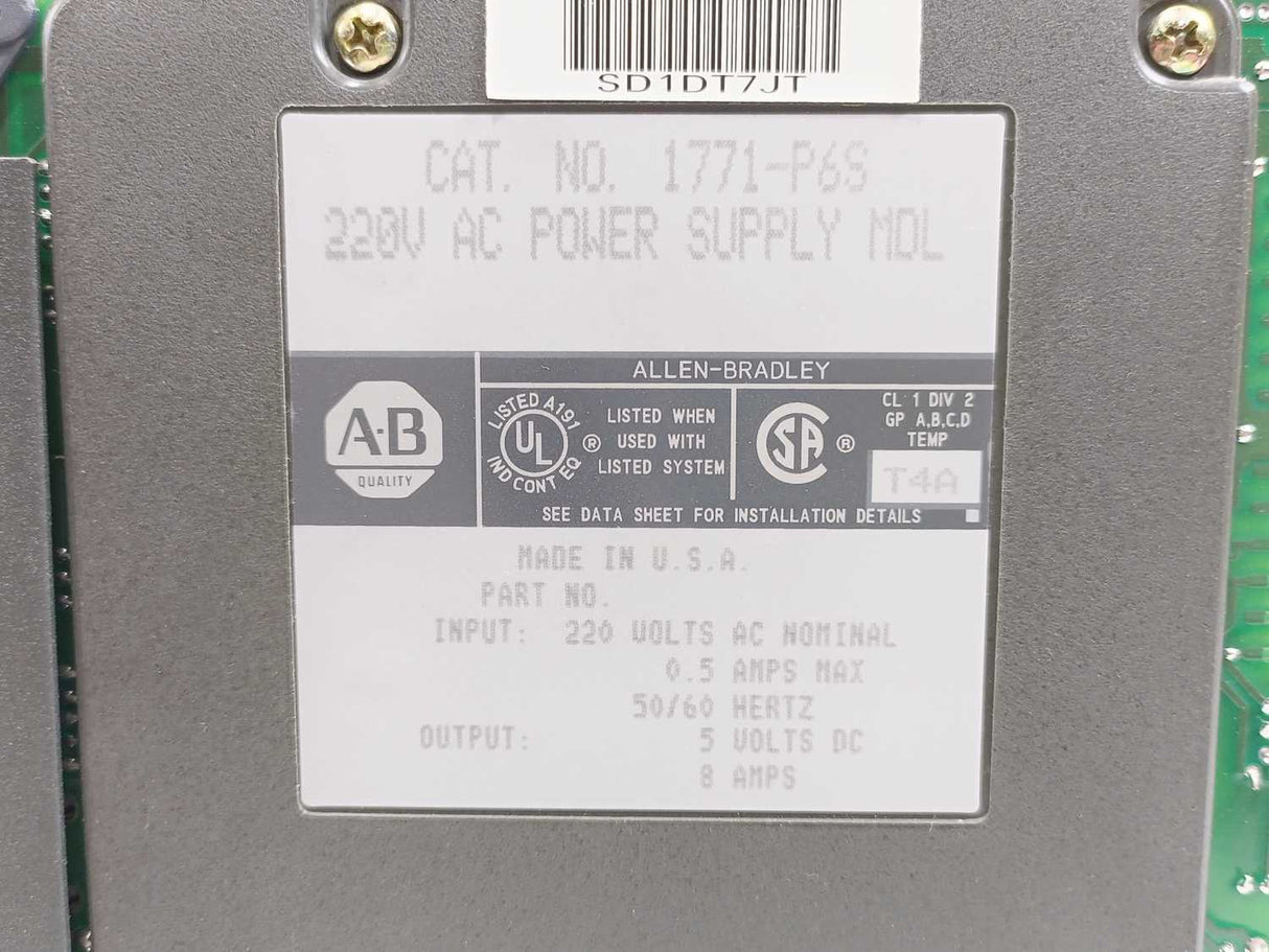 AB 1771-P6S 220V AC Power Supply MDL