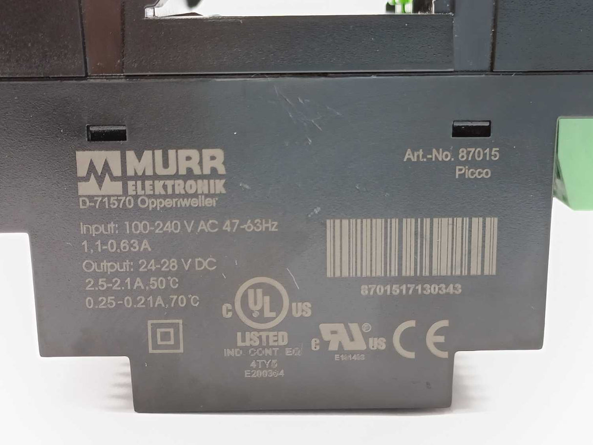 MURR Elektronik 87015 Power supply, 100-240VAC/47-63Hz/1,1-0,63A, 24-28VDC/2,5A