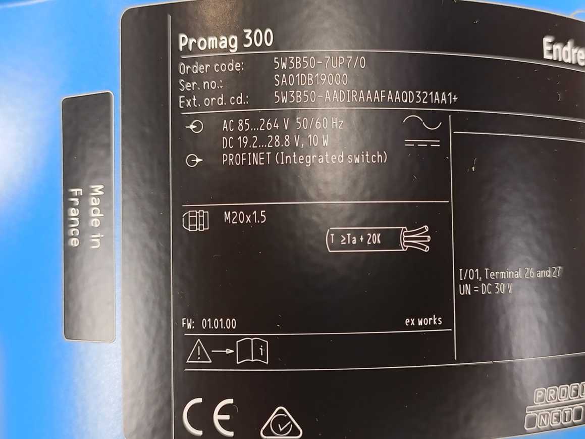 Endress+Hauser 5W3B50-7UP7/0 Proline Promag W 300 Electromagnetic Flowmeter