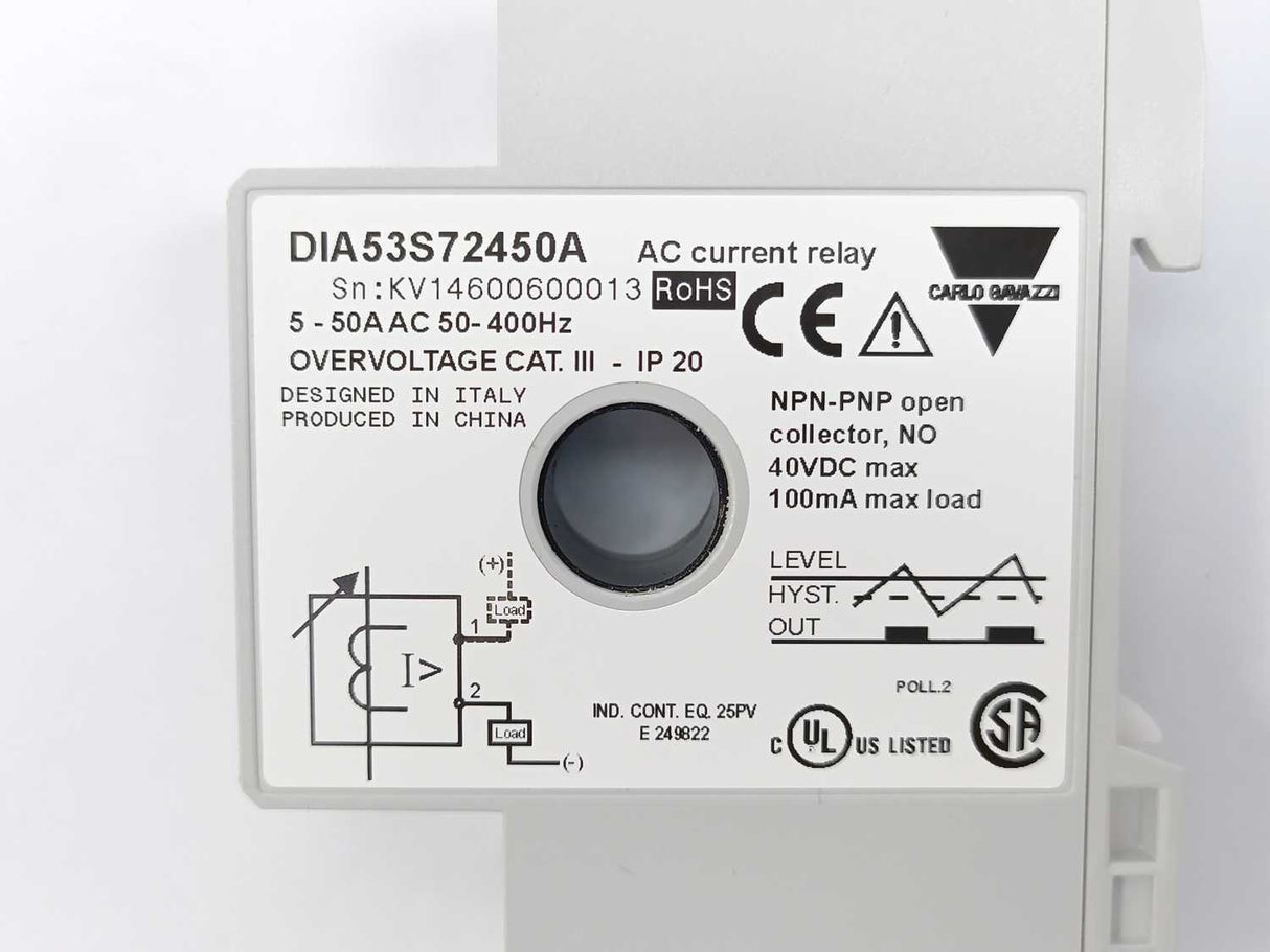Carlo Gavazzi DIA53S72450A AC Current Relay 5-50A AC 50-400HZ