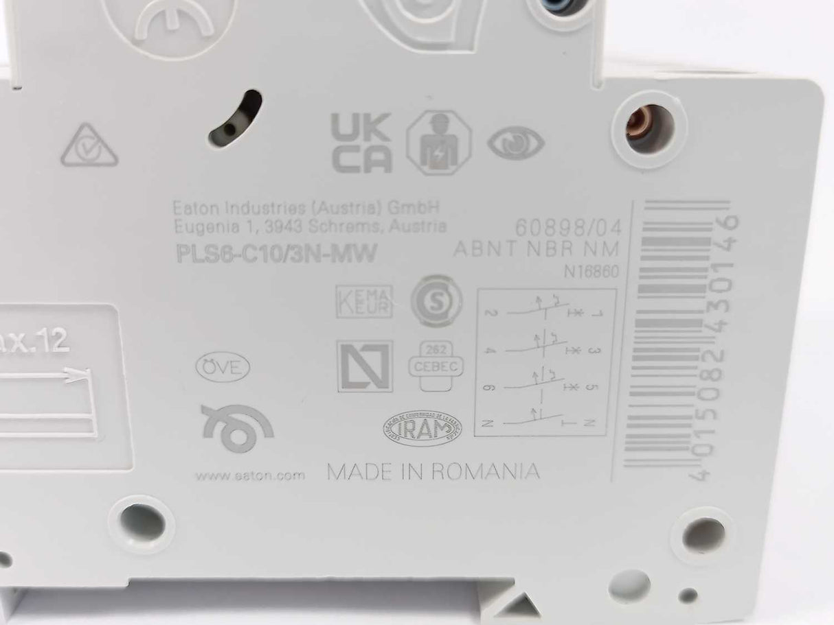 Eaton 243014 Miniature Circuit Breaker PLS6-C10/3N-MW, 7pcs.
