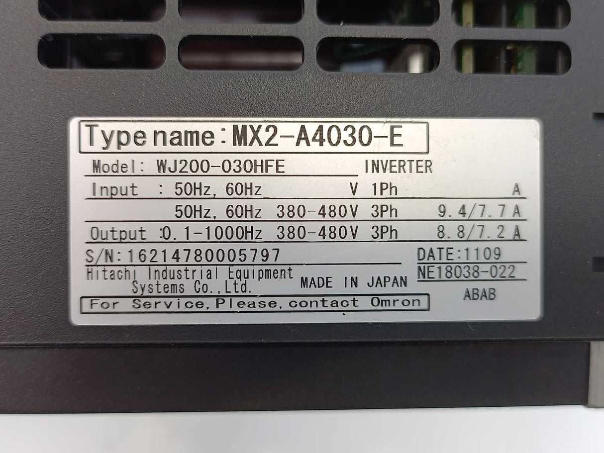 OMRON WJ200-030HFE MX2-A4030-E AC Drive