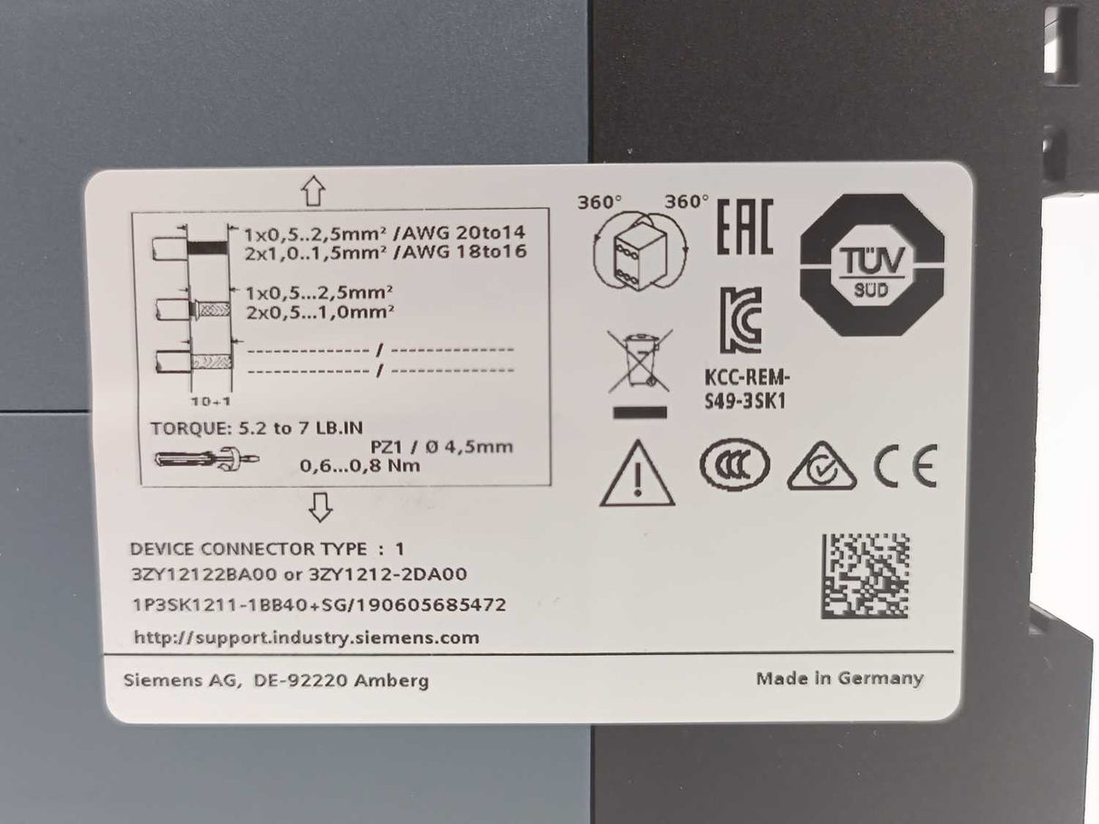 Siemens 3SK1211-1BB40 SIRIUS Safety Relay Output Expansion 4RO