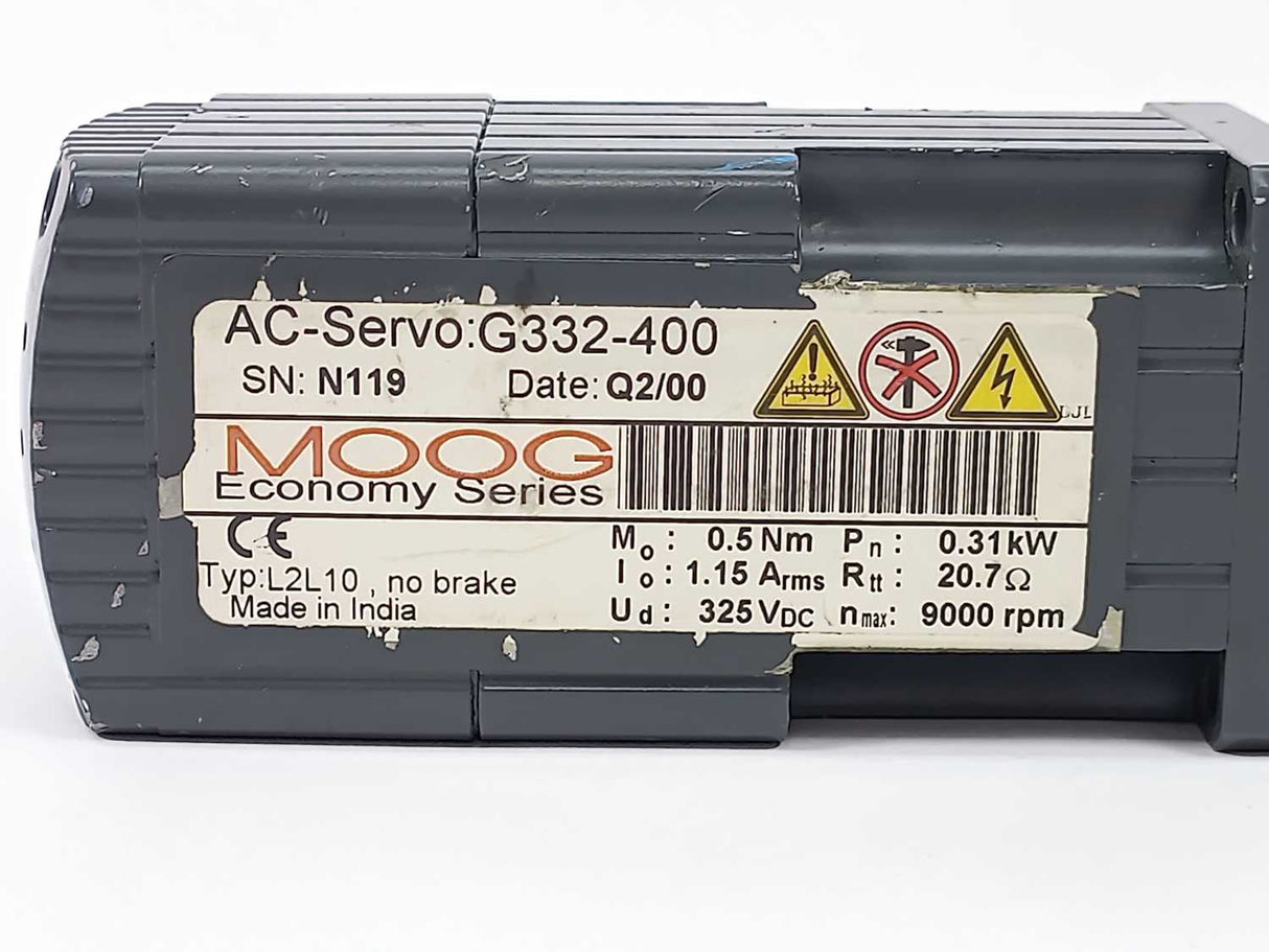 Moog G332-400 L2L10 Brushless Servomotor 0.31 kW, 9000 rpm