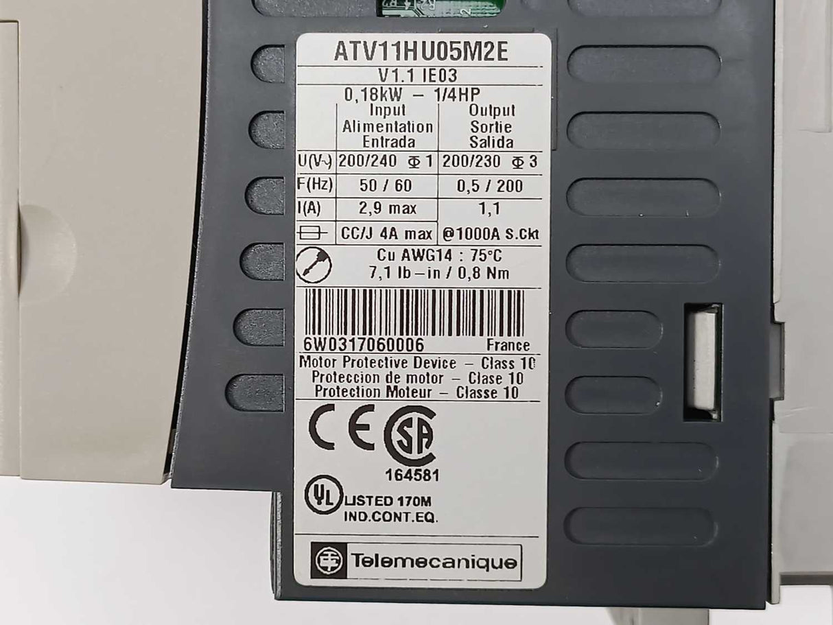 TELEMECANIQUE ATV11HU05M2E Altvar 11 Electric Inverter Drive 0,18kW