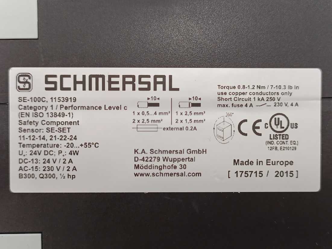 Schmersal SE-100C Safety-monitoring module, 1153919