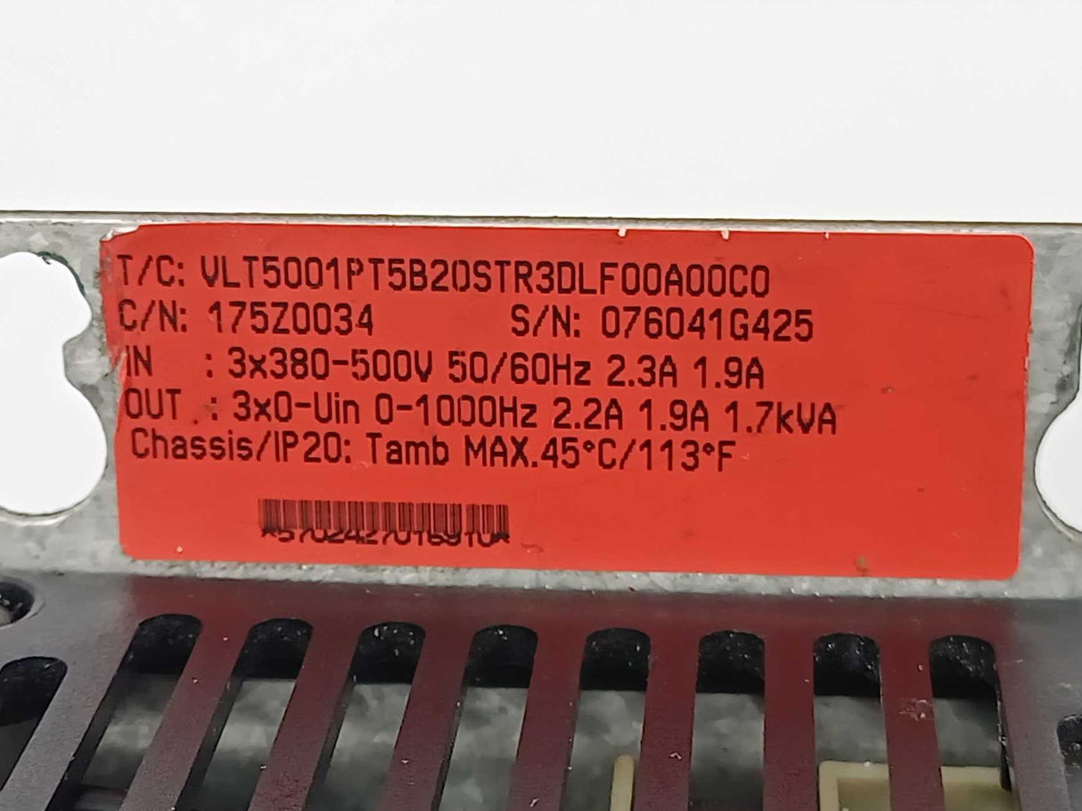 Danfoss VLT5001PT5B20STR3DLF00A00C0 175Z0034 VLT Frequency Inverter 1.7kVA