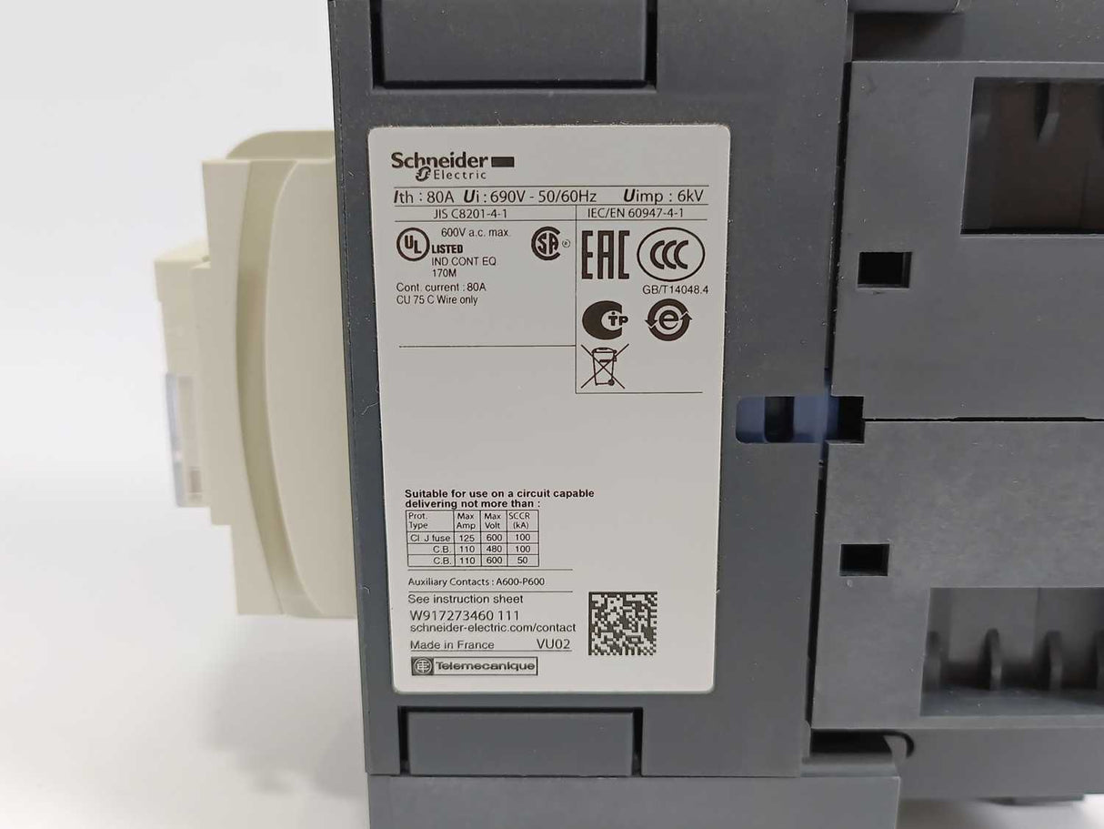 Schneider Electric LC1DT80AP7 TeSys D 4-pole Contactor