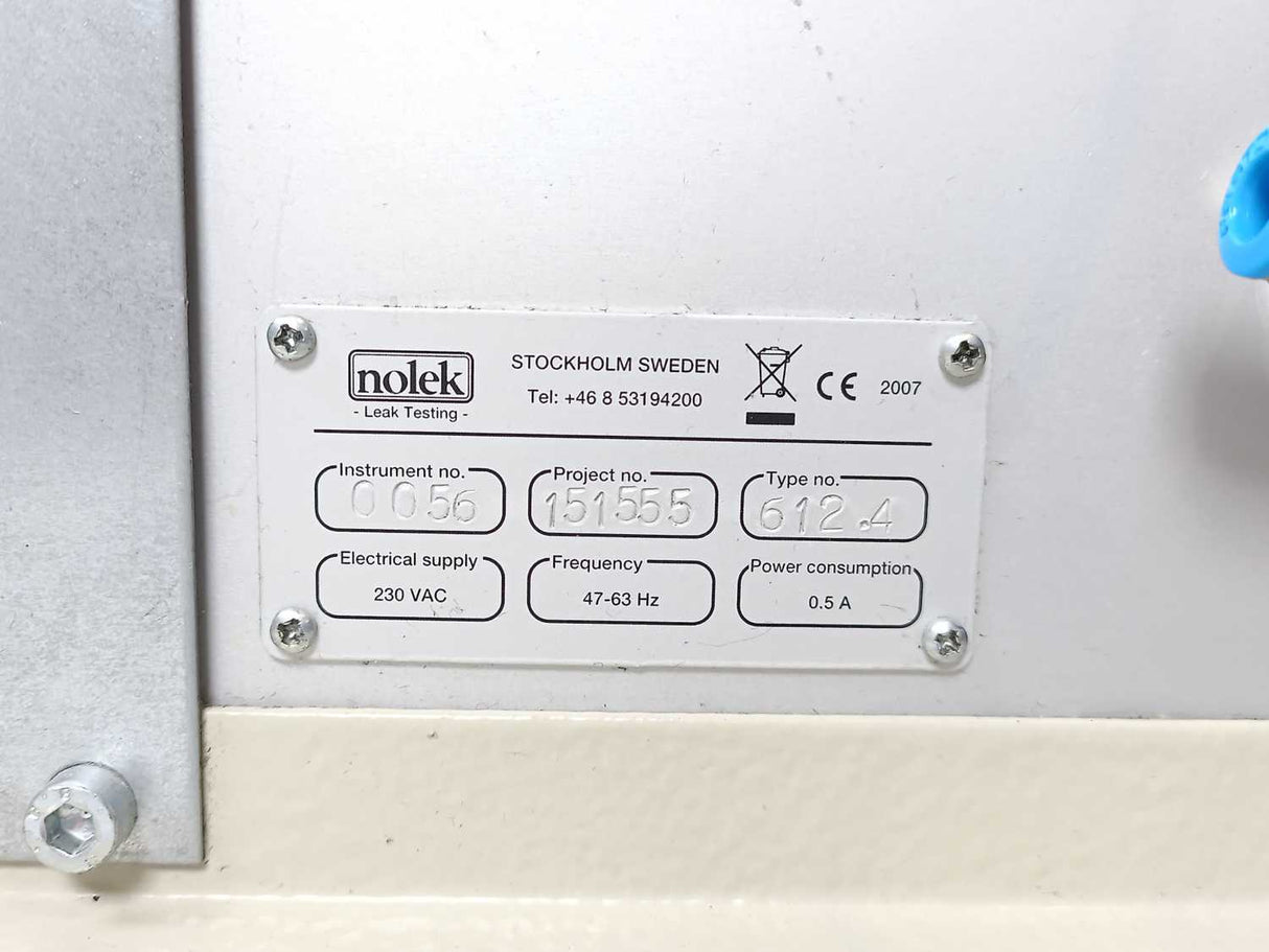 Nolek TS600 Leak Test Machine, Type: 612.4, 230VAC, 47-63Hz, 0,5A