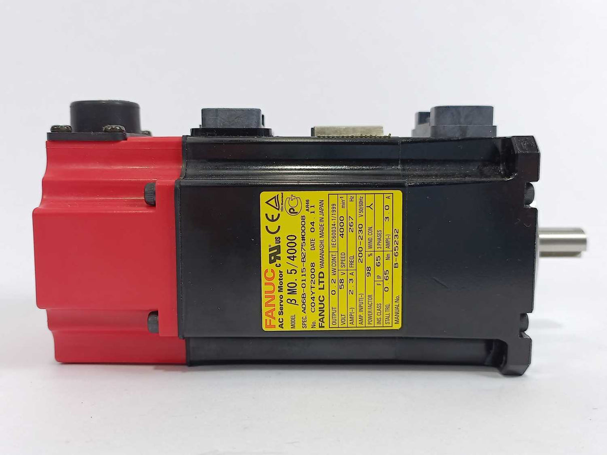 Fanuc MO.5/4000 Servo Motor, C04YT2008, A06B-0115-B275#0008, loks like new