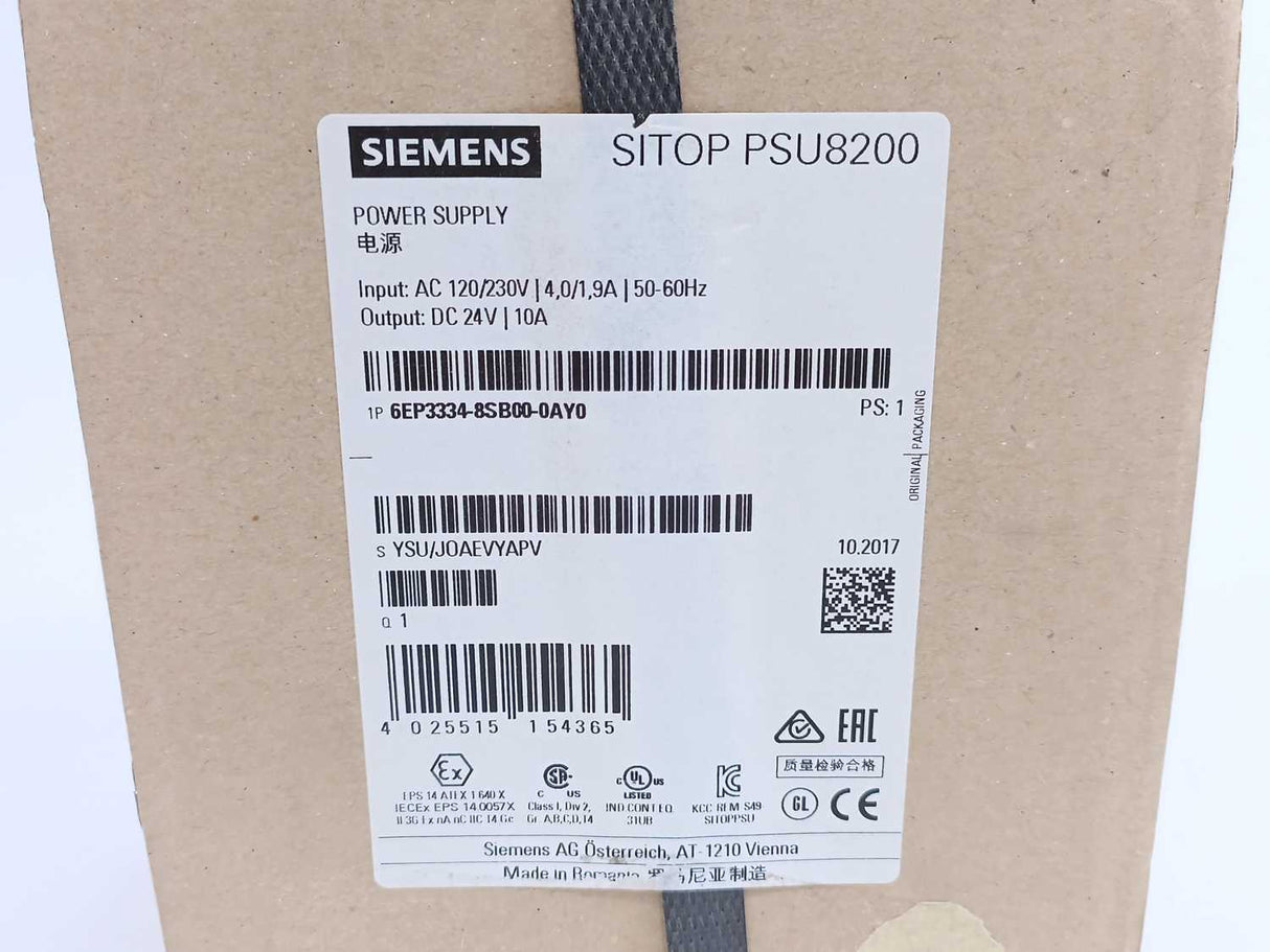Siemens 6EP3334-8SB00-0AY0 Power Supply SITOP PSU8200
