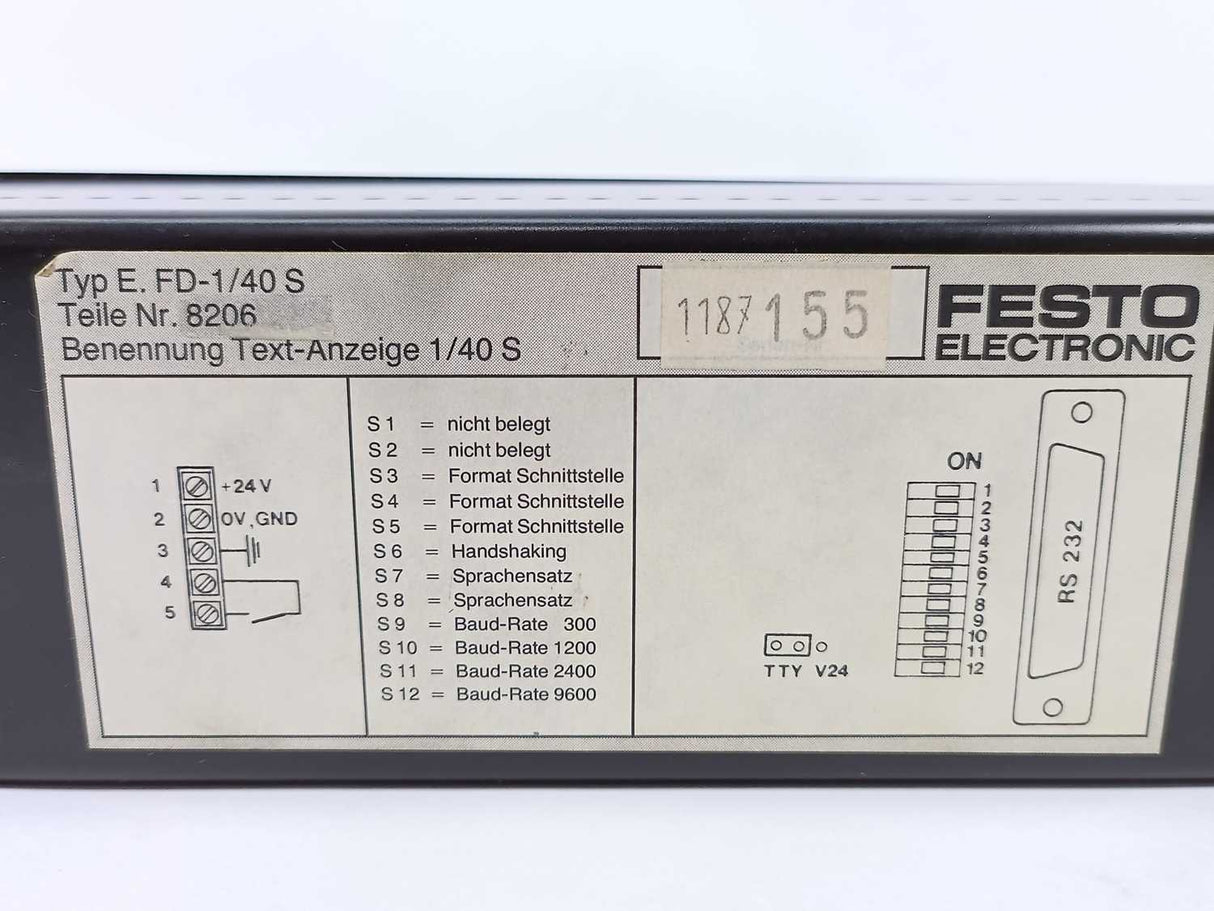 Festo 8206 Designation Text Display, FD-1/40 S