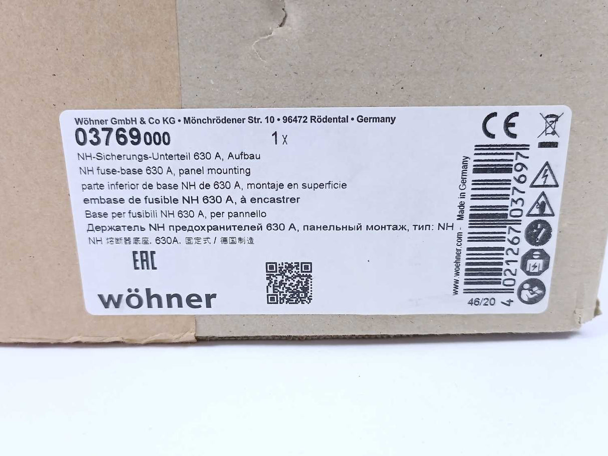 wöhner 03769000 Low Voltage HRC Fuse Base