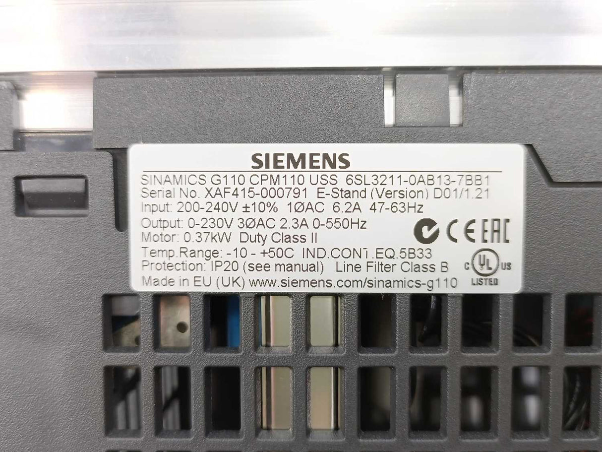 Siemens 6SL3211-0AB13-7BB1 SINAMICS G110-CPM110 AC Drive