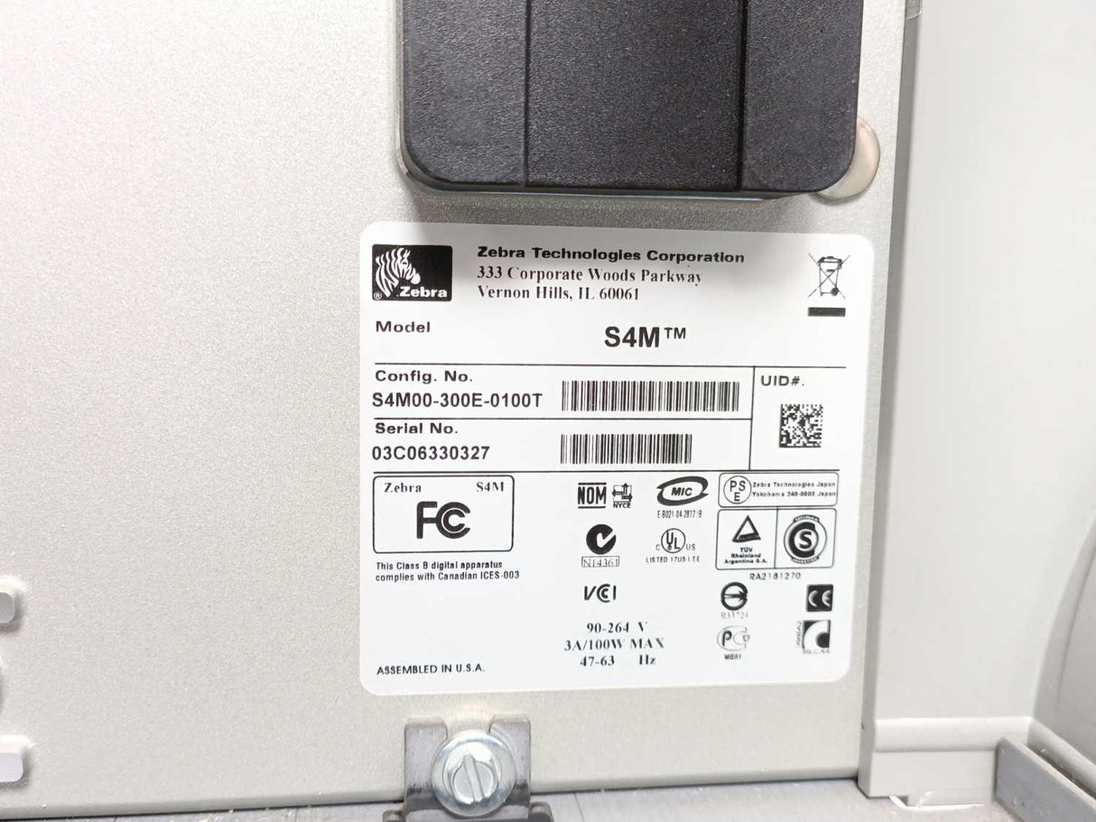 Zebra S4M00-300E-0100T S4M 305dpi Thermal Transfer Barcode Label Printer