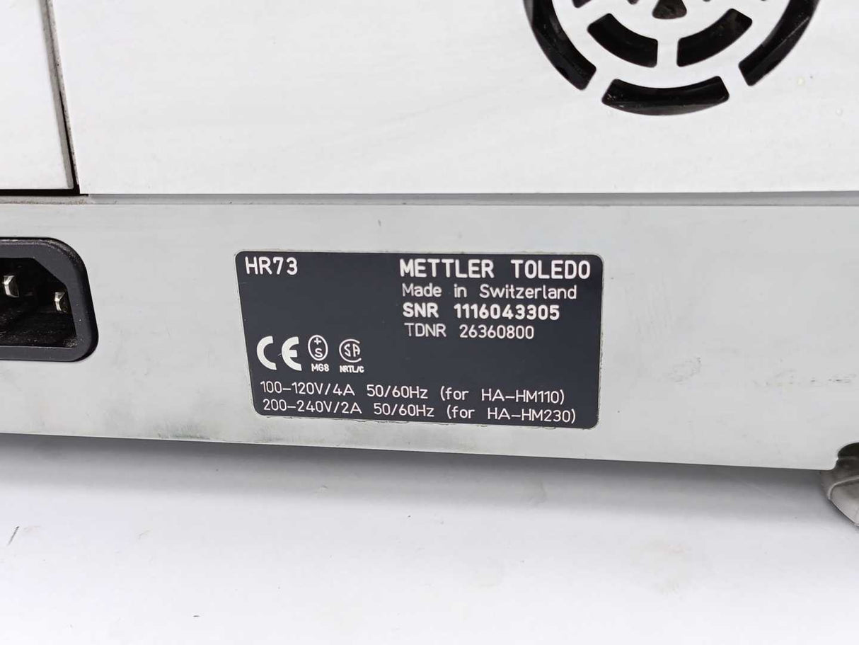 Mettler Toledo HR73 Halogen Moisture Analyzer